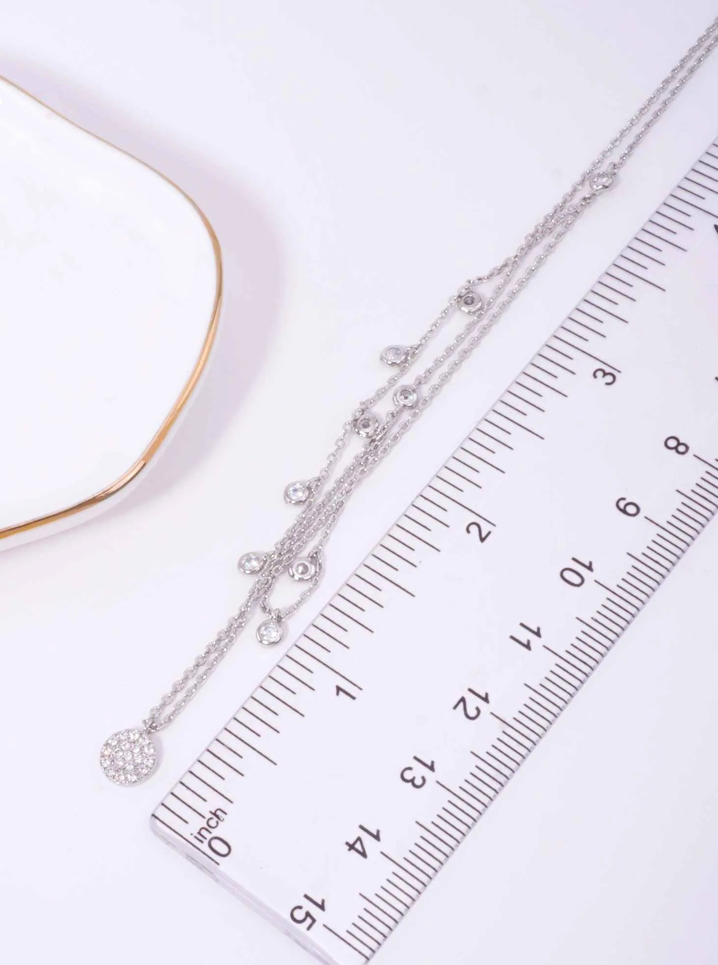 Pave CZ Pendant 18K-Gold-Dipped Layered Necklace