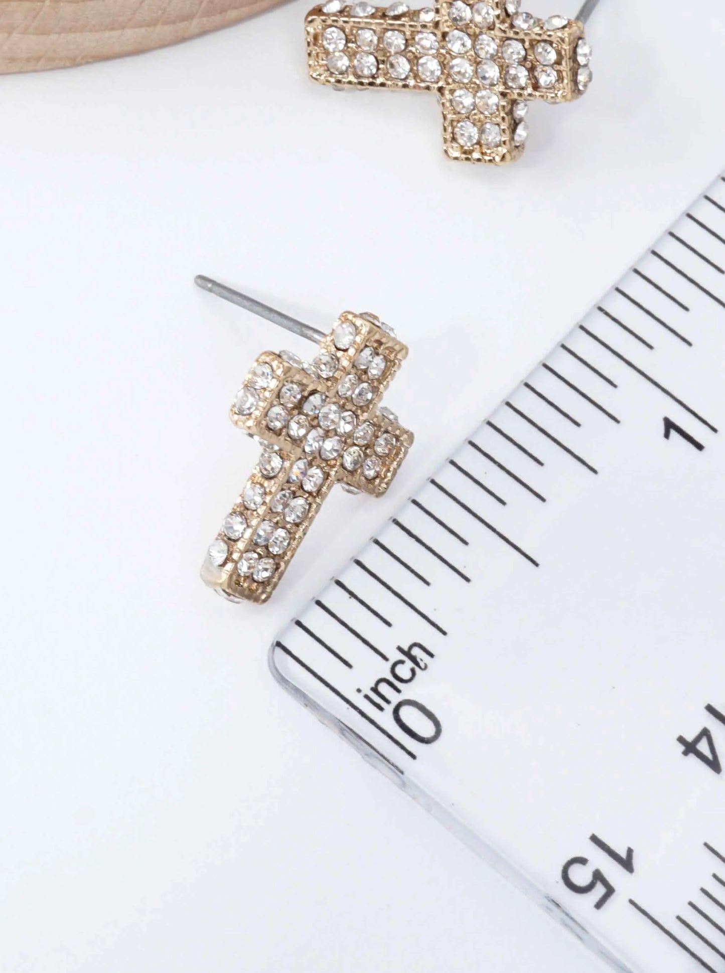 Pave Cross Post Back Stud Earrings