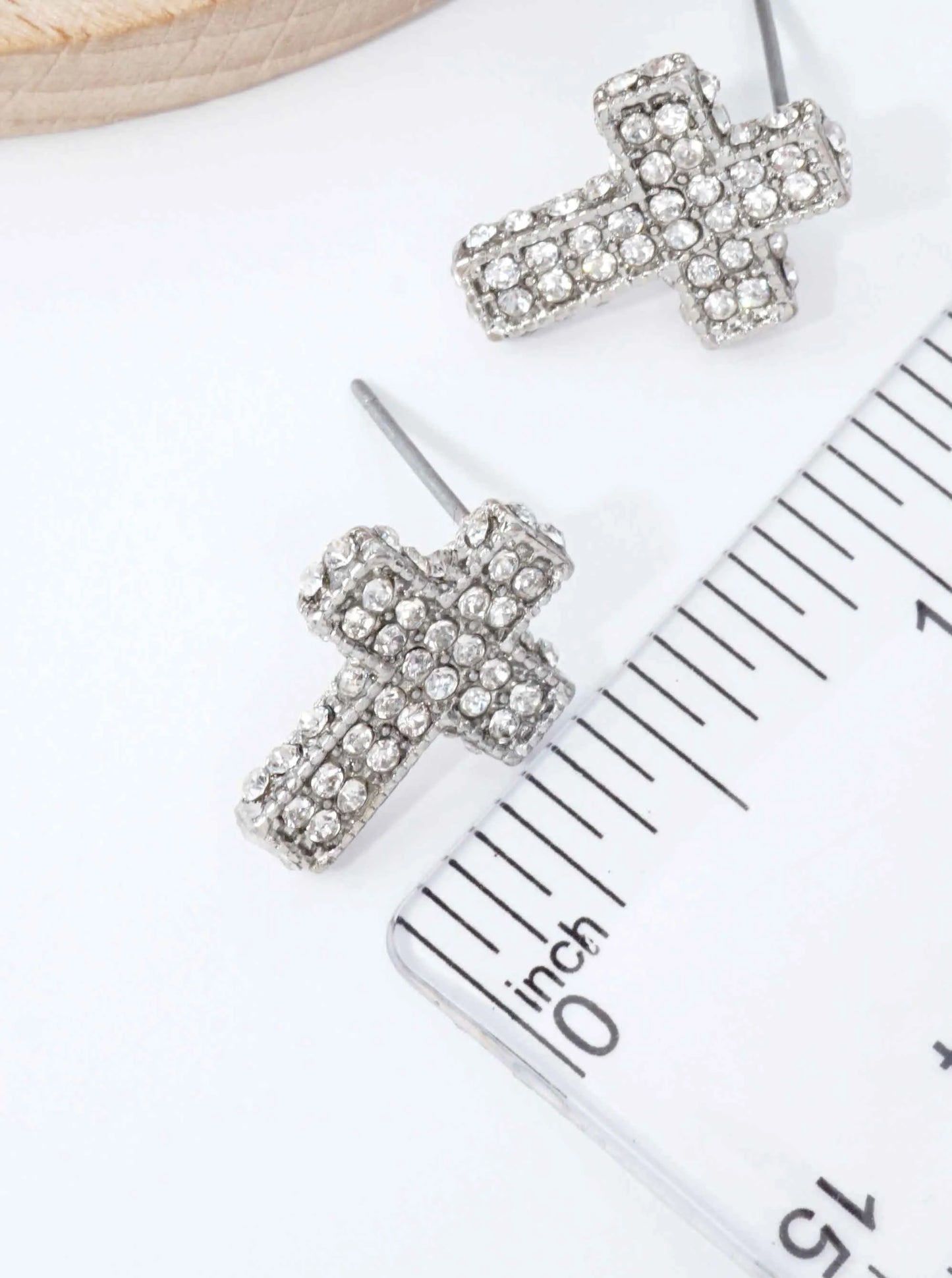Pave Cross Post Back Stud Earrings