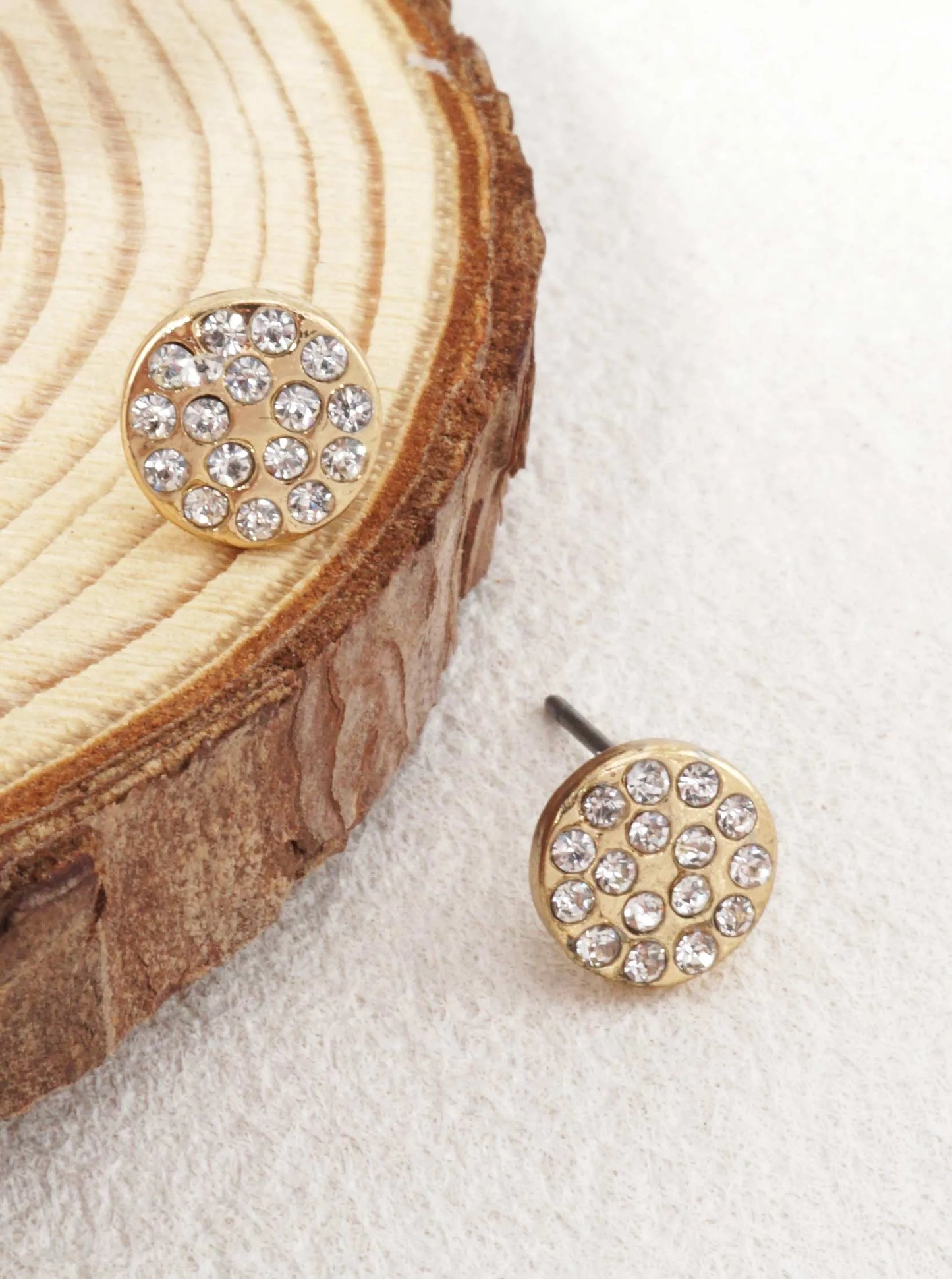 Pave Crystal Disc Stud Earrings