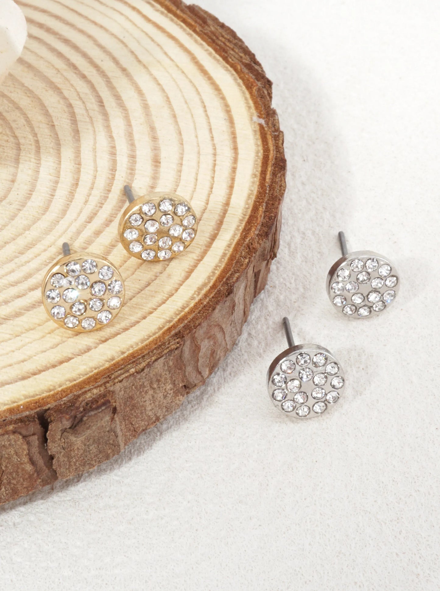 Pave Crystal Disc Stud Earrings