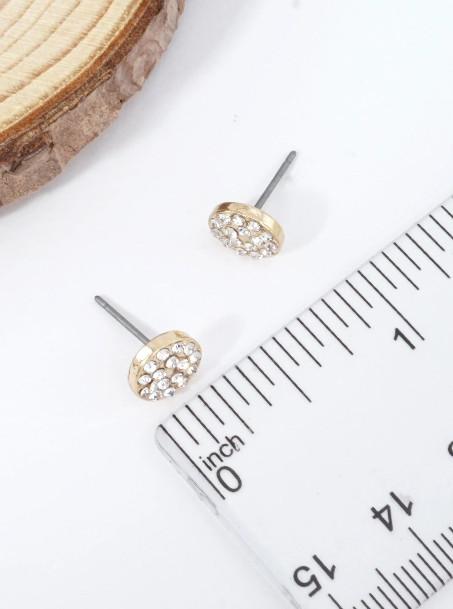 Pave Crystal Disc Stud Earrings