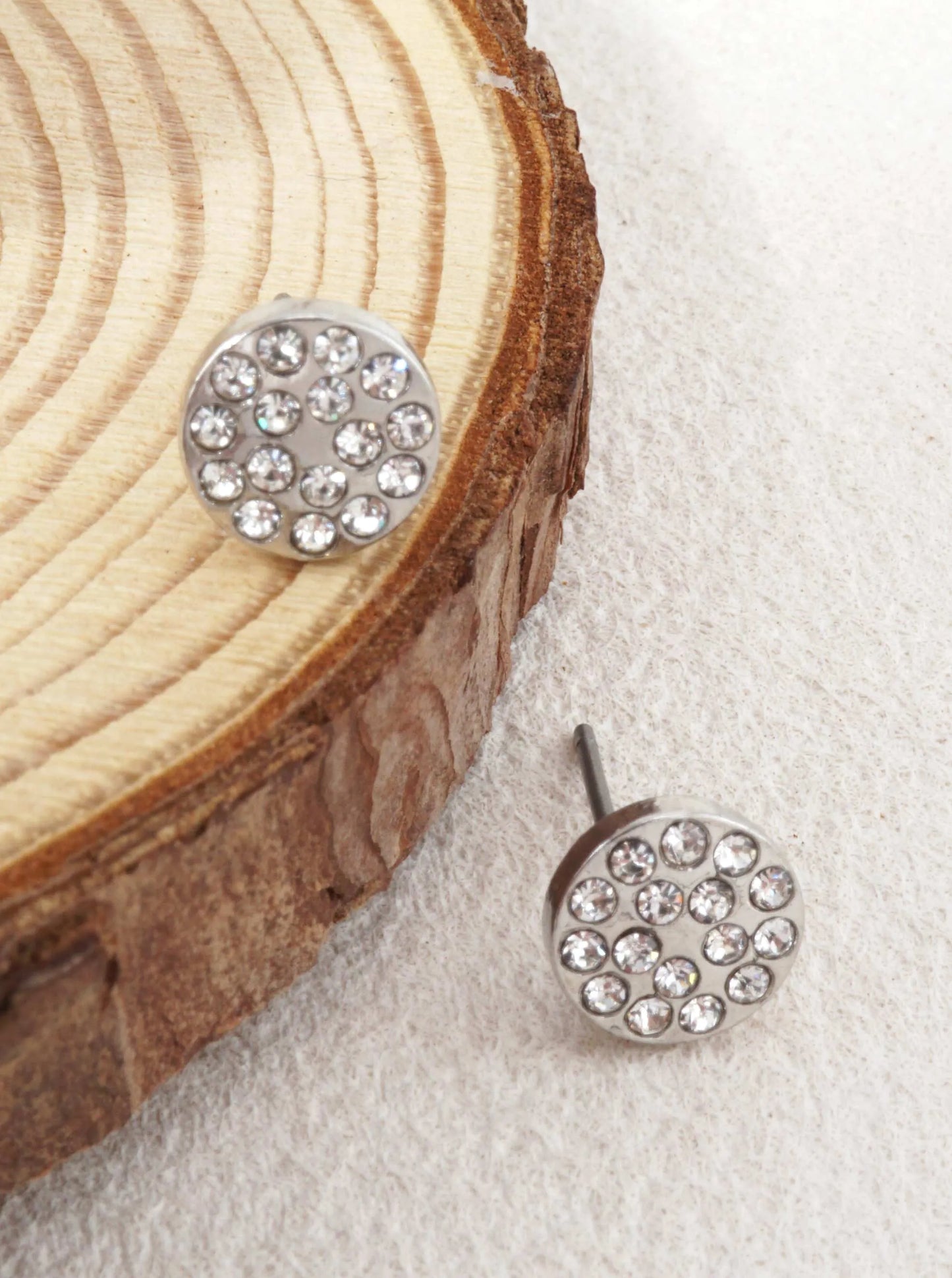 Pave Crystal Disc Stud Earrings