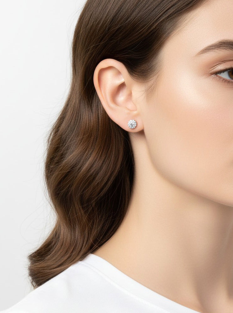 Pave Crystal Disc Stud Earrings