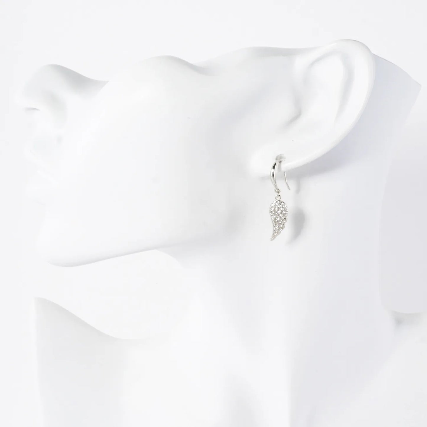 Pave-Set CZ Angel-Wing Drop 18K-Gold-Dipped Brass Earrings