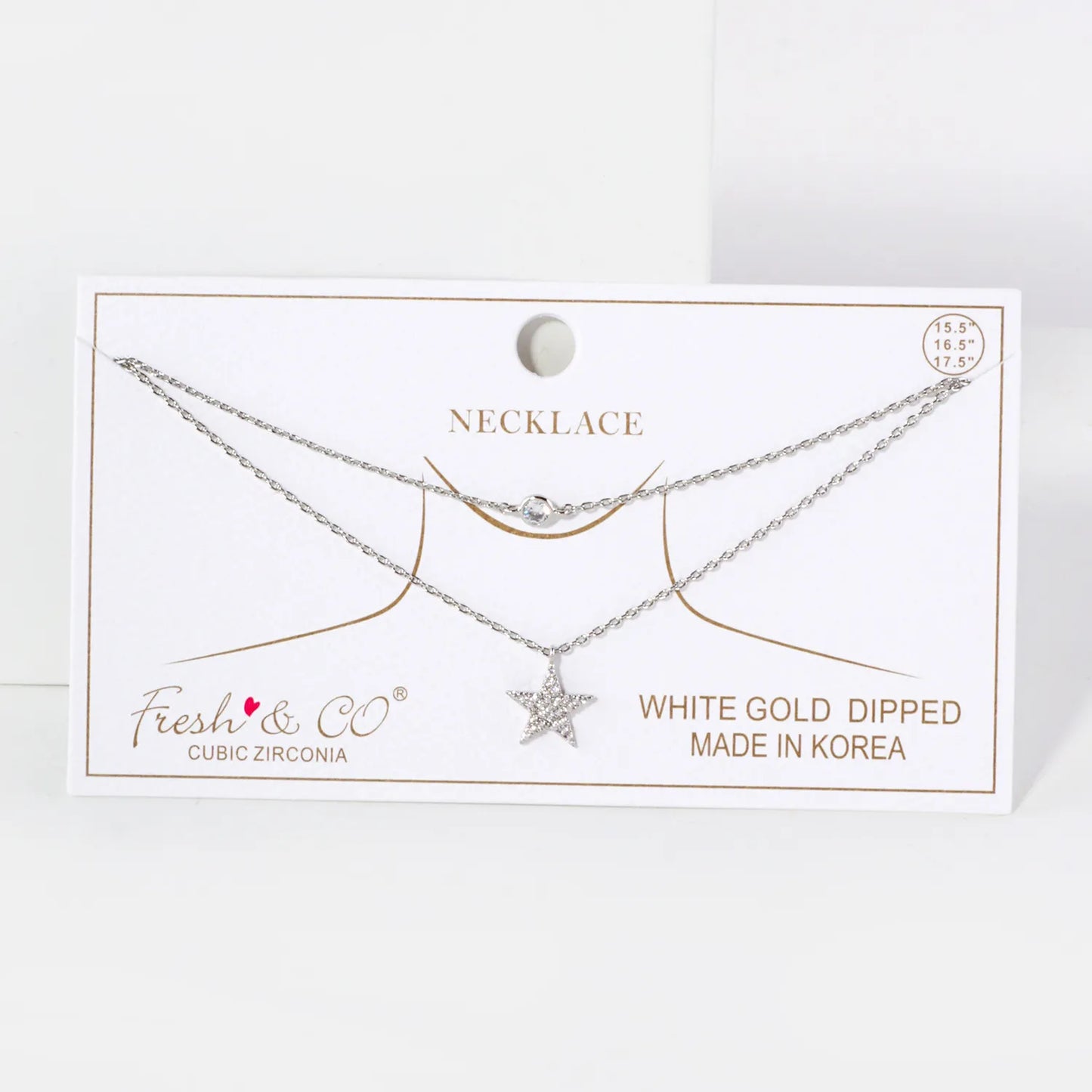 Pave-Set CZ Star Pendant 18K-Gold-Dipped Layered Necklace