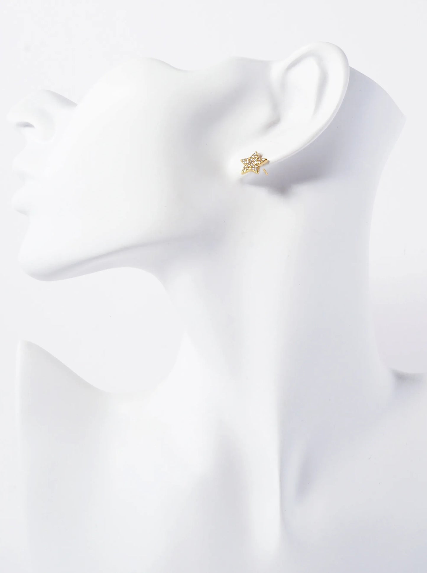 Pave-Set Cubic-Zirconia 10mm Star-Shaped 18K-Gold-Dipped Stud Earrings