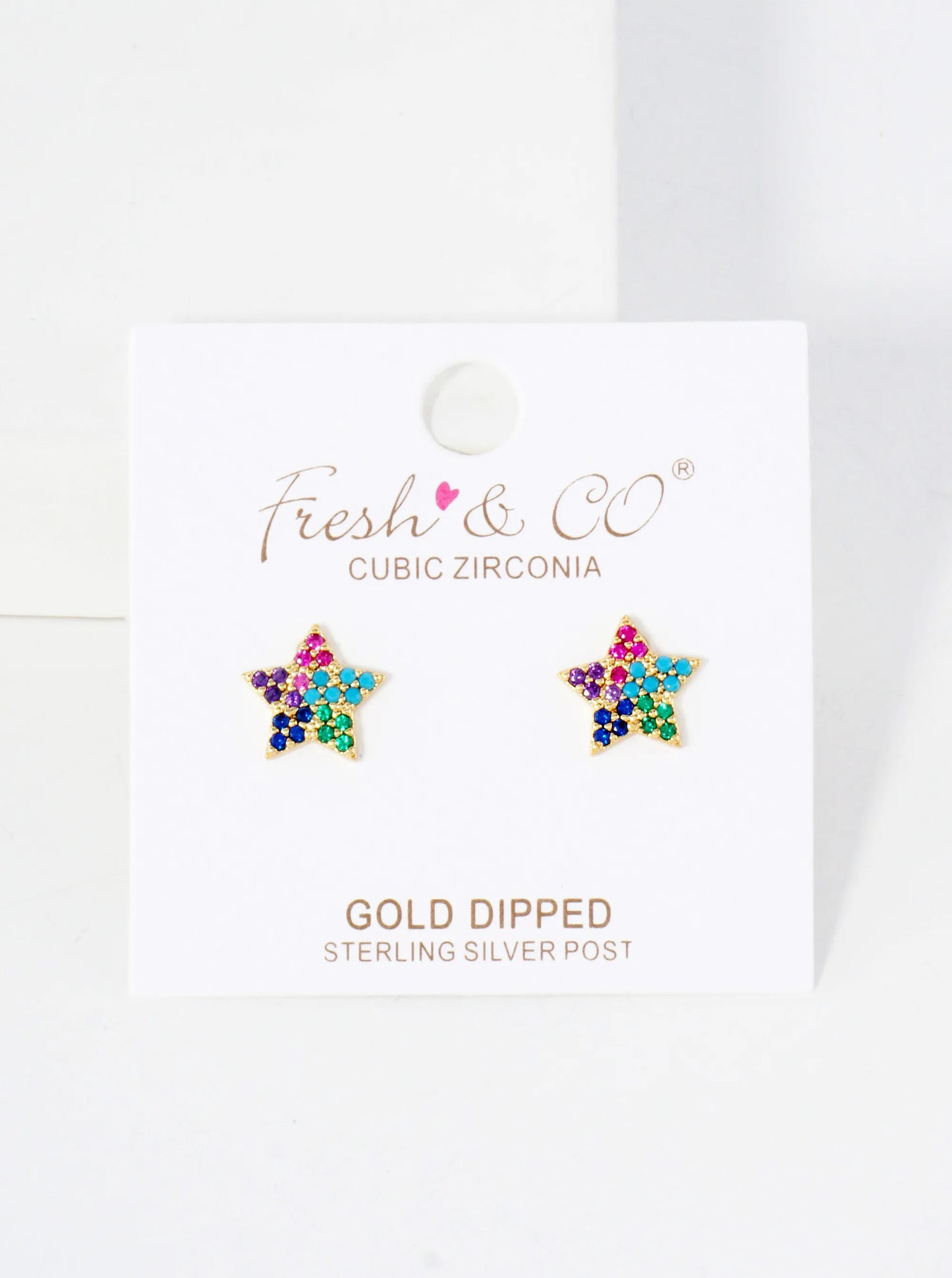 Pave-Set Cubic-Zirconia 10mm Star-Shaped 18K-Gold-Dipped Stud Earrings
