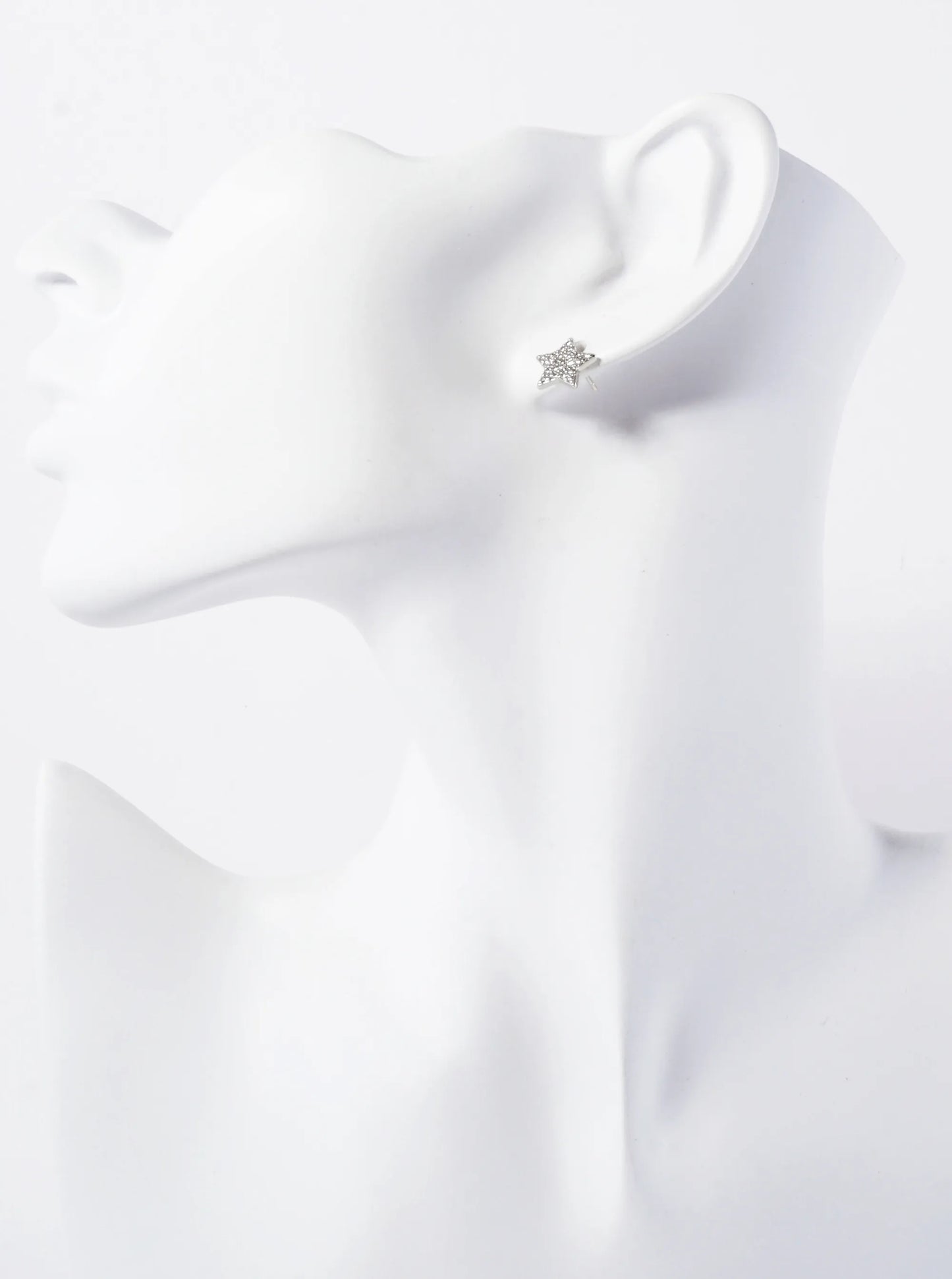 Pave-Set Cubic-Zirconia 10mm Star-Shaped 18K-Gold-Dipped Stud Earrings