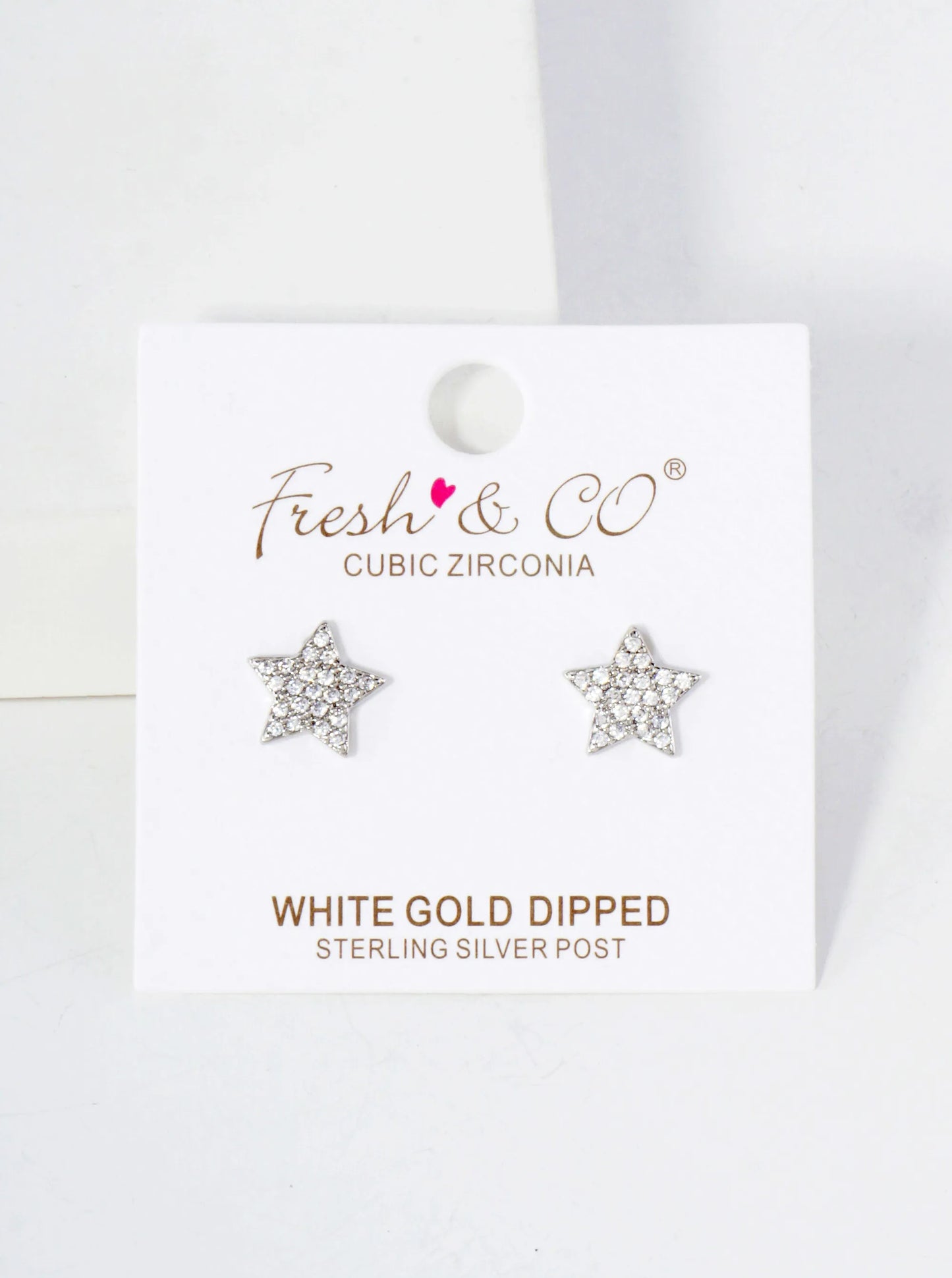 Pave-Set Cubic-Zirconia 10mm Star-Shaped 18K-Gold-Dipped Stud Earrings