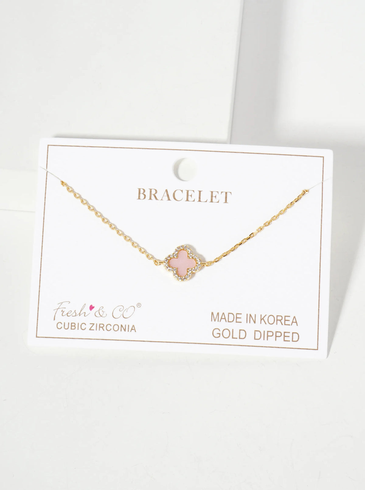 Pave-Set Cubic-Zirconia 11mm 18K-Gold-Dipped Brass Quatrefoil Chain Bracelet
