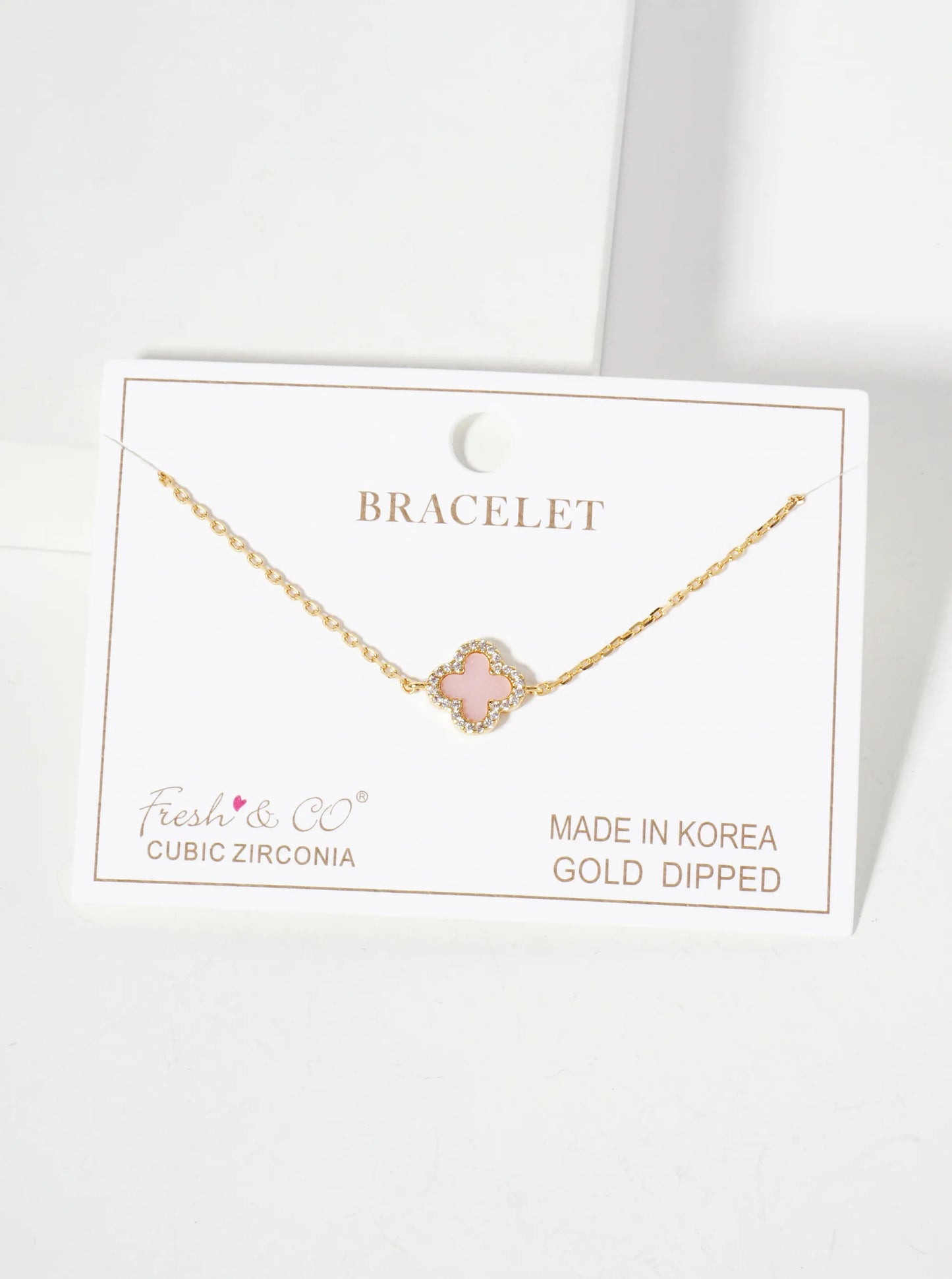 Pave-Set Cubic-Zirconia 11mm 18K-Gold-Dipped Brass Quatrefoil Chain Bracelet