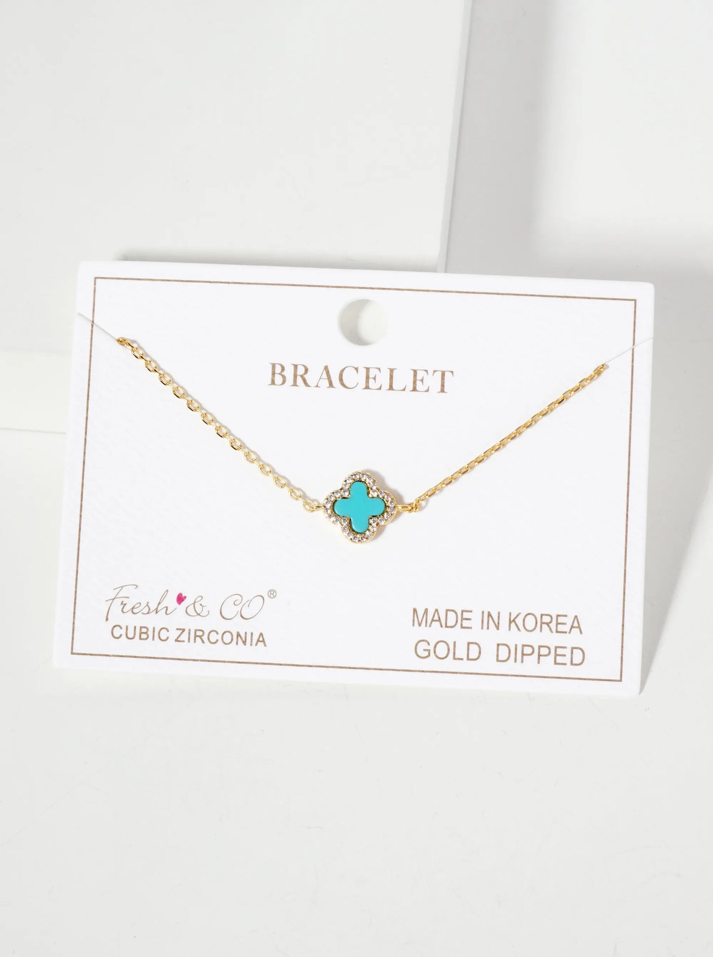 Pave-Set Cubic-Zirconia 11mm 18K-Gold-Dipped Brass Quatrefoil Chain Bracelet