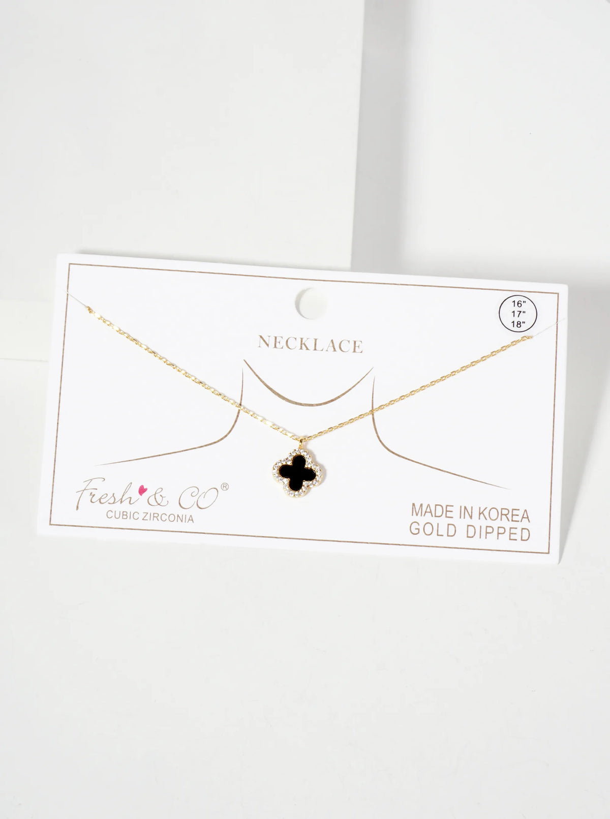 Pave-Set Cubic-Zirconia 11mm 18K-Gold-Dipped Brass Quatrefoil Pendant Necklace