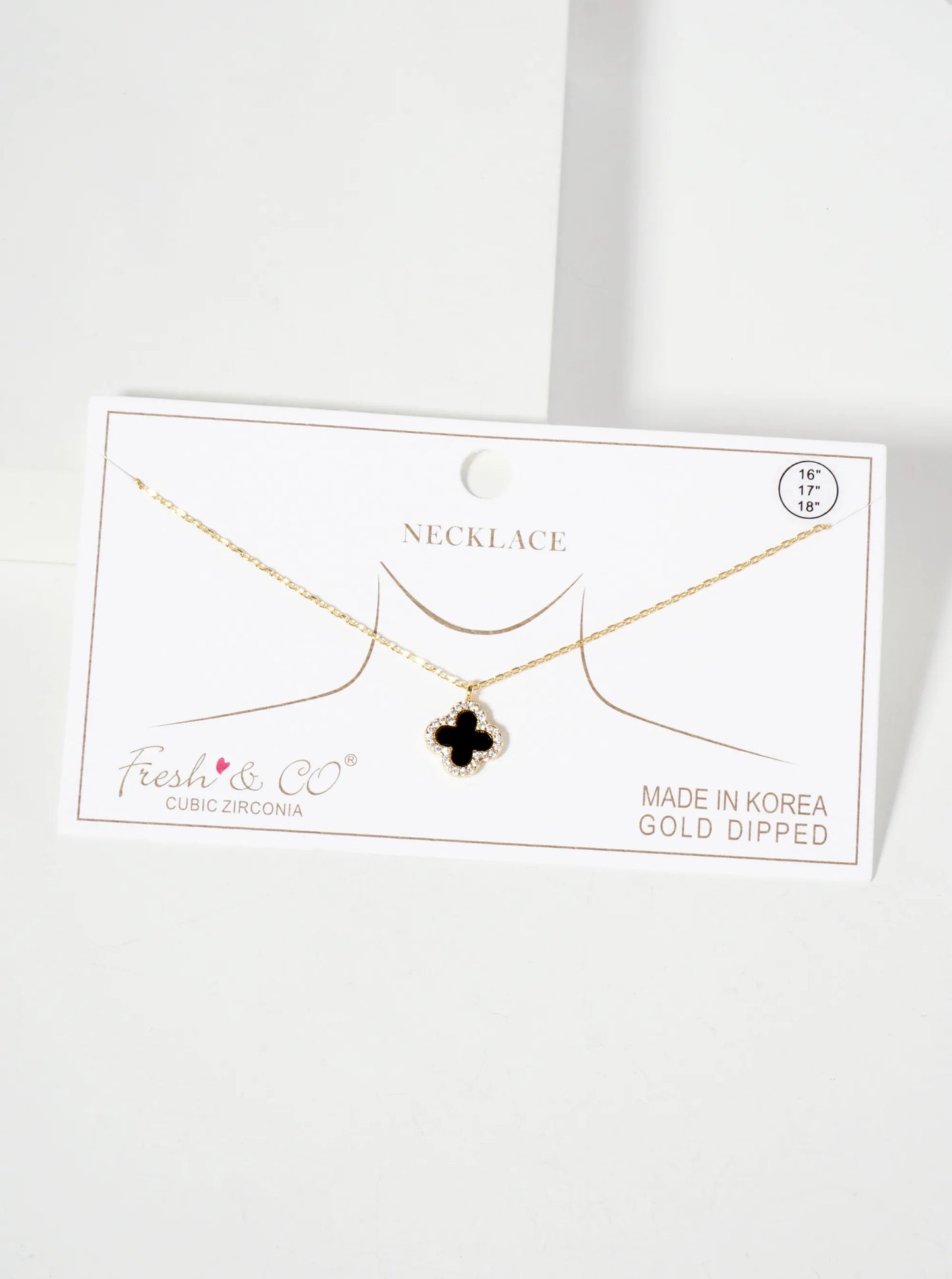 Pave-Set Cubic-Zirconia 11mm 18K-Gold-Dipped Brass Quatrefoil Pendant Necklace