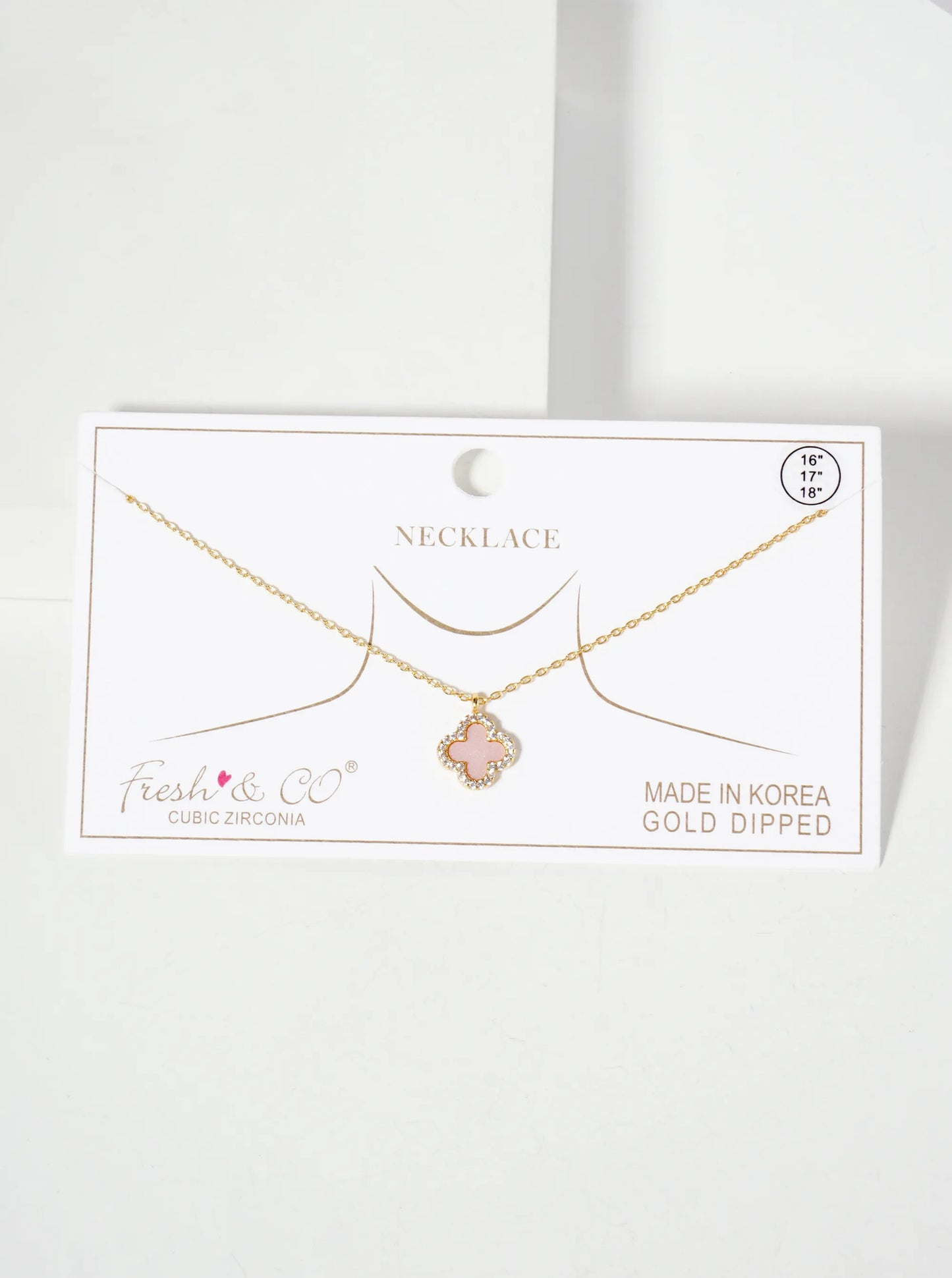 Pave-Set Cubic-Zirconia 11mm 18K-Gold-Dipped Brass Quatrefoil Pendant Necklace