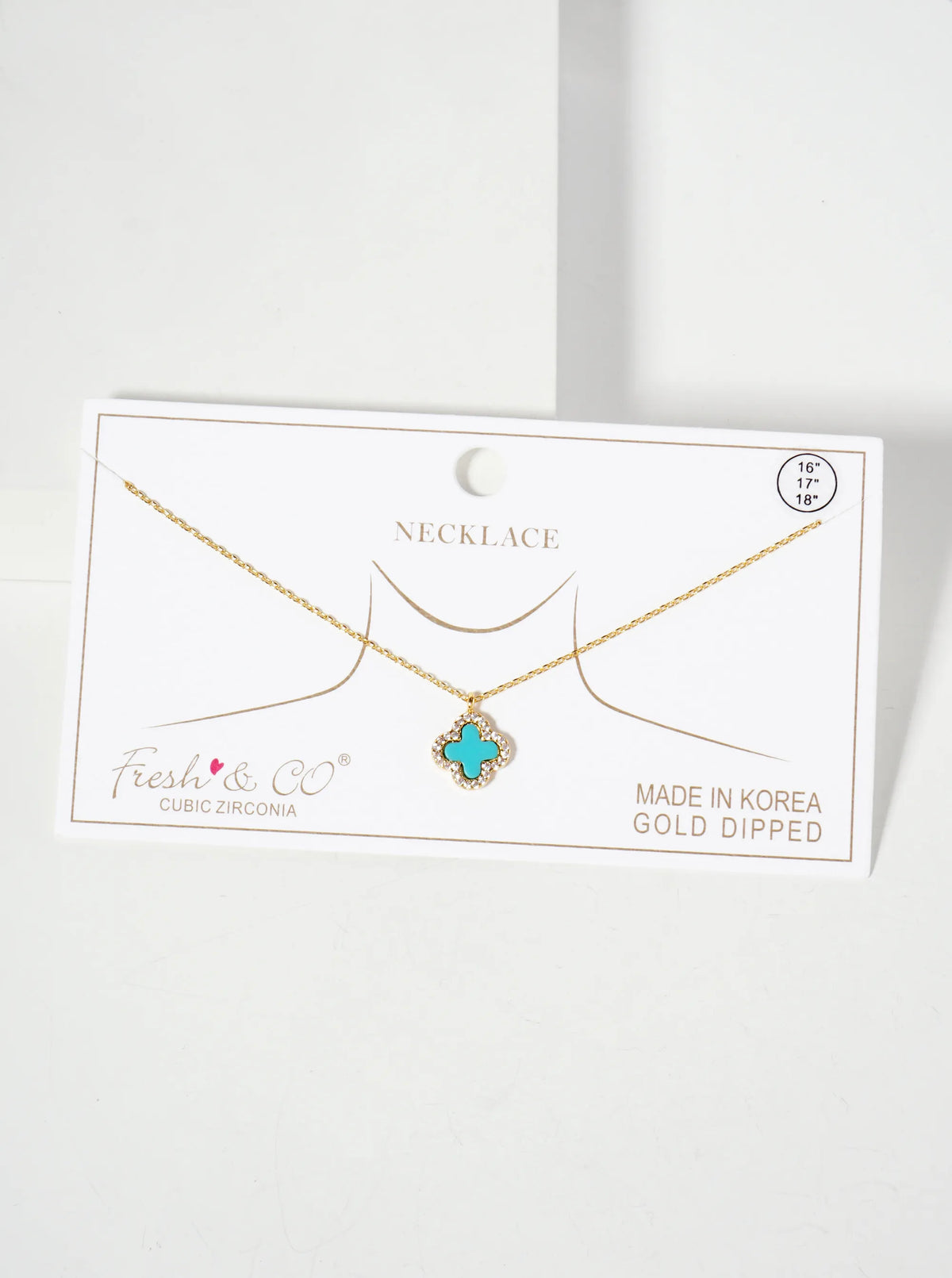 Pave-Set Cubic-Zirconia 11mm 18K-Gold-Dipped Brass Quatrefoil Pendant Necklace