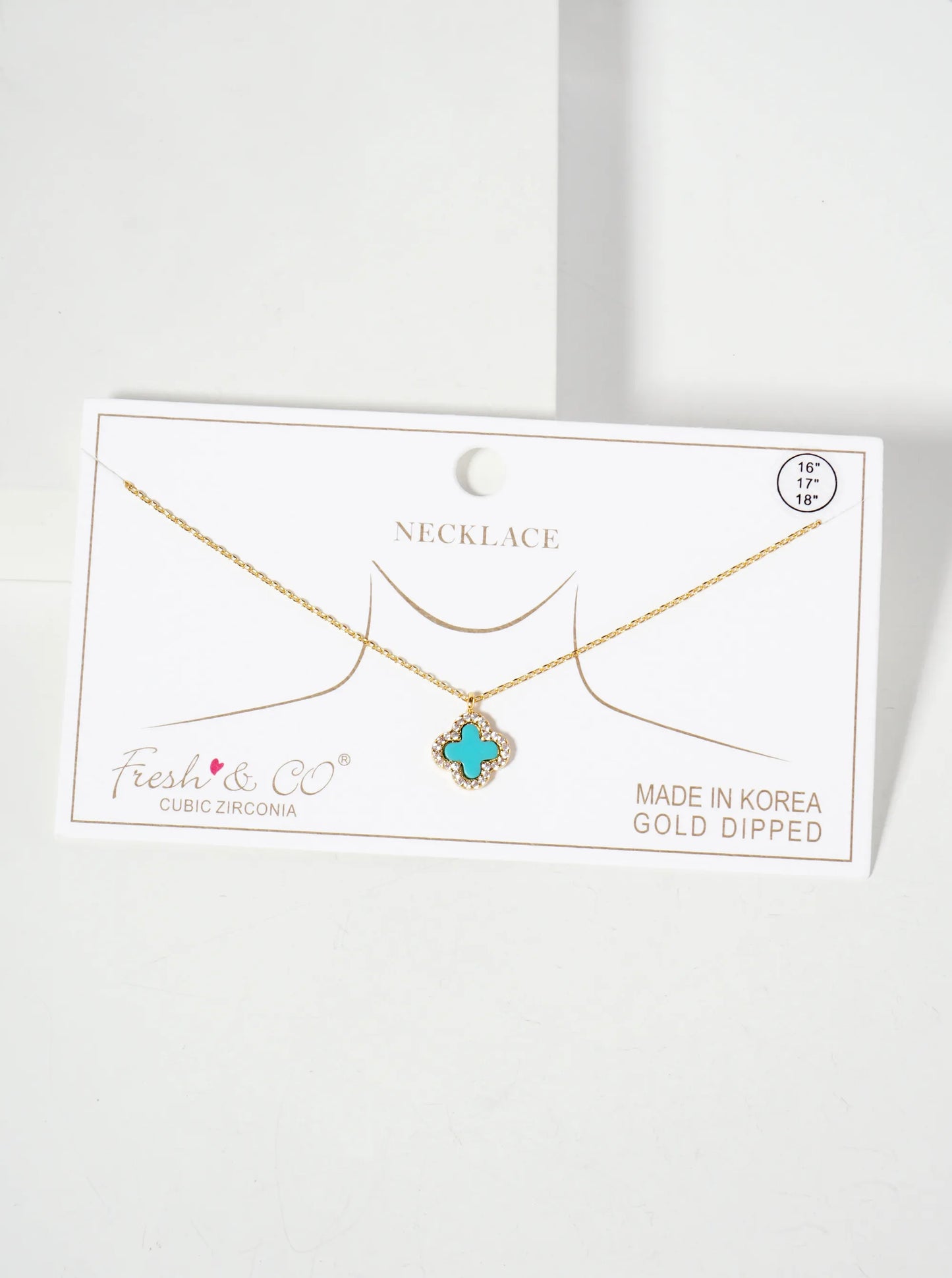 Pave-Set Cubic-Zirconia 11mm 18K-Gold-Dipped Brass Quatrefoil Pendant Necklace