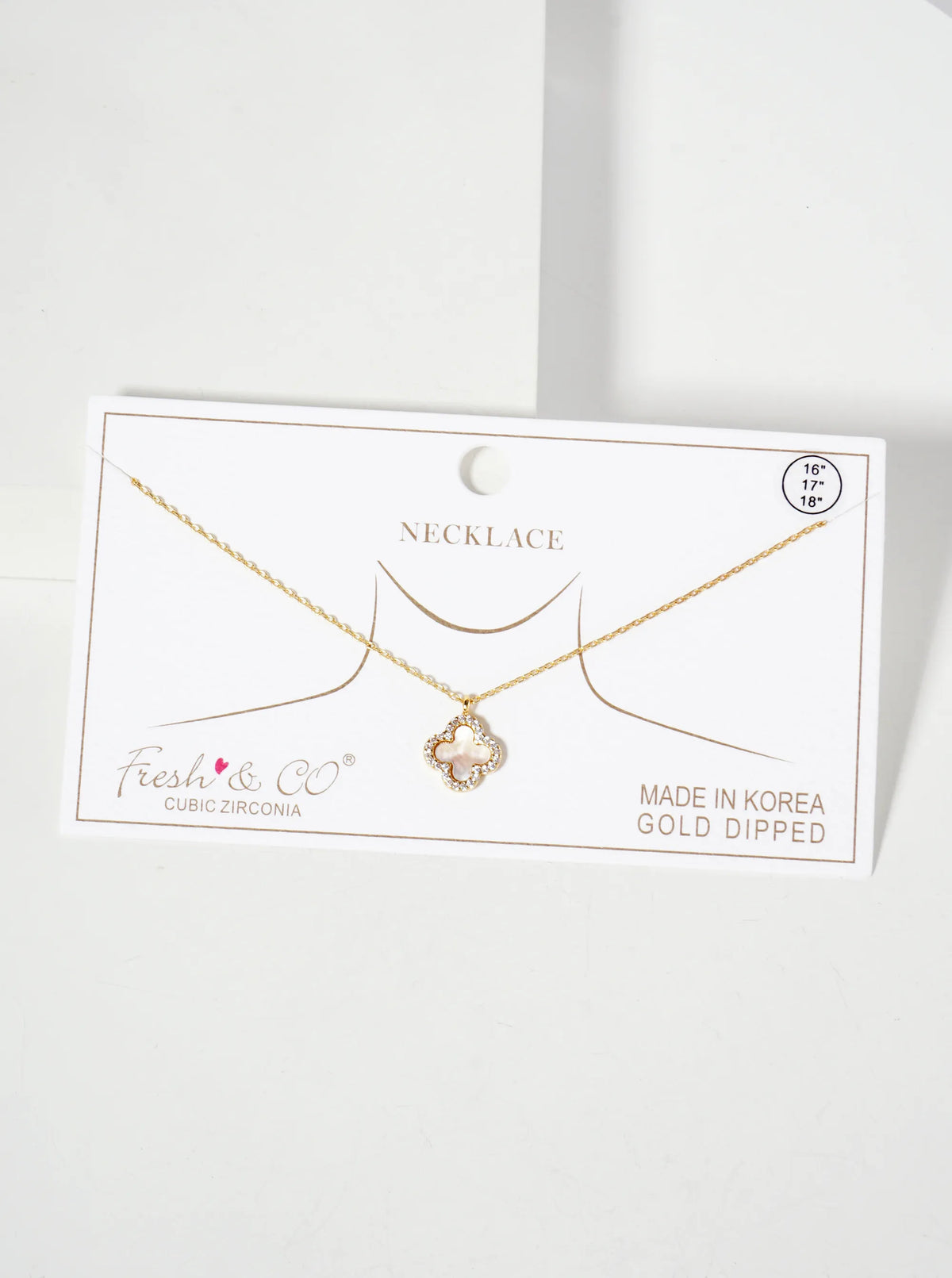 Pave-Set Cubic-Zirconia 11mm 18K-Gold-Dipped Brass Quatrefoil Pendant Necklace