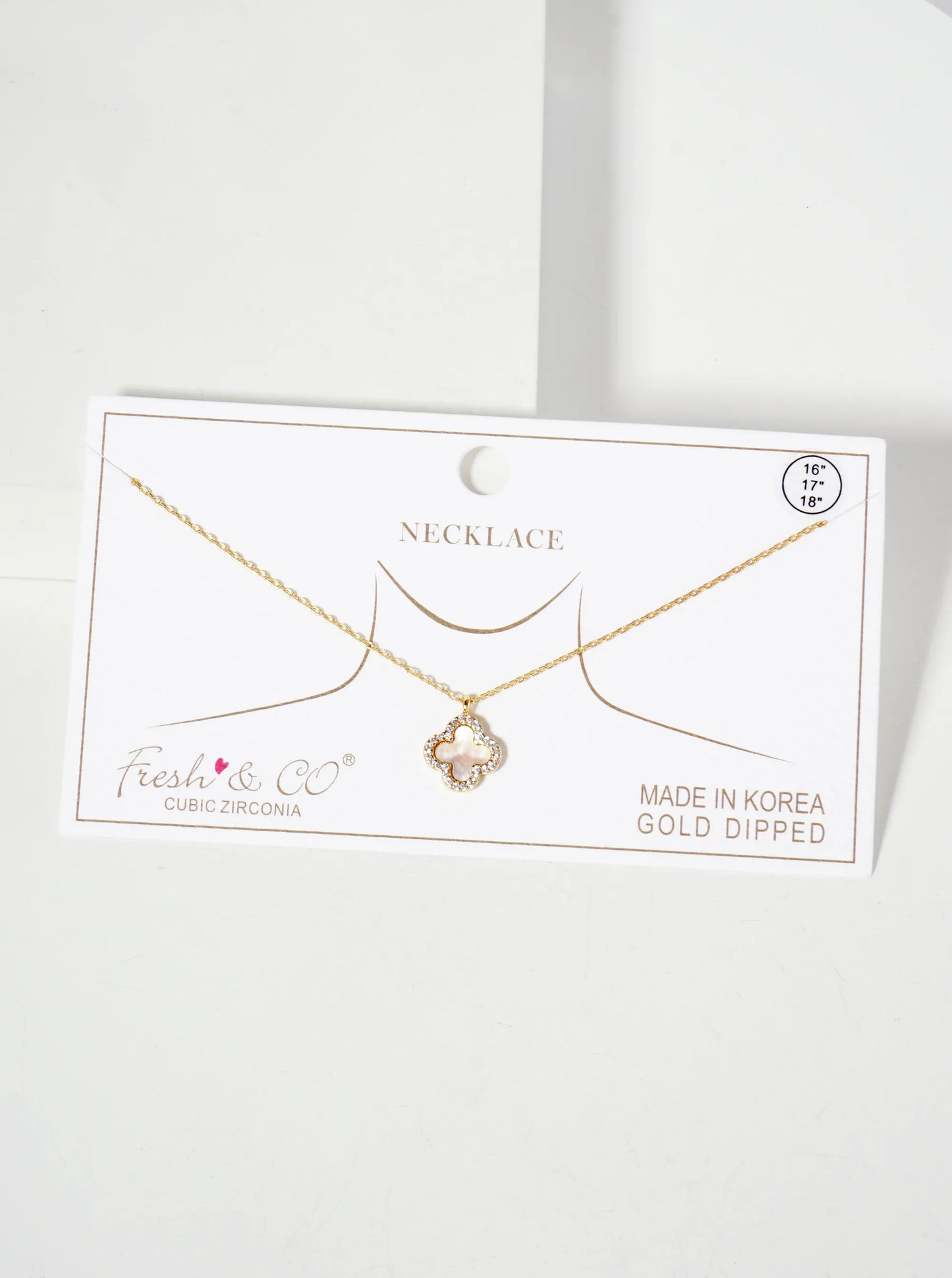 Pave-Set Cubic-Zirconia 11mm 18K-Gold-Dipped Brass Quatrefoil Pendant Necklace