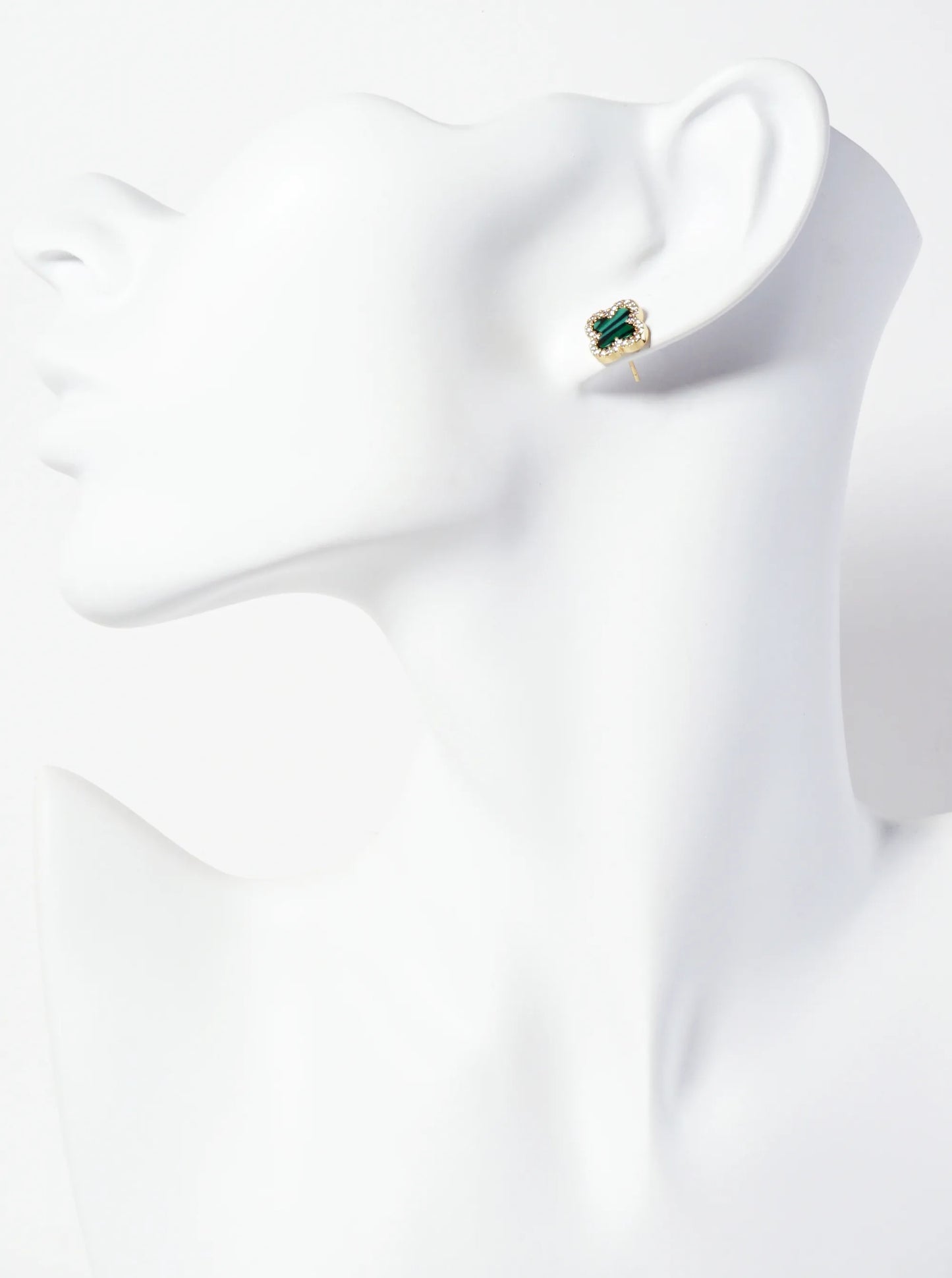 Pave-Set Cubic-Zirconia 11mm 18K-Gold-Dipped Brass Quatrefoil Stud Earrings