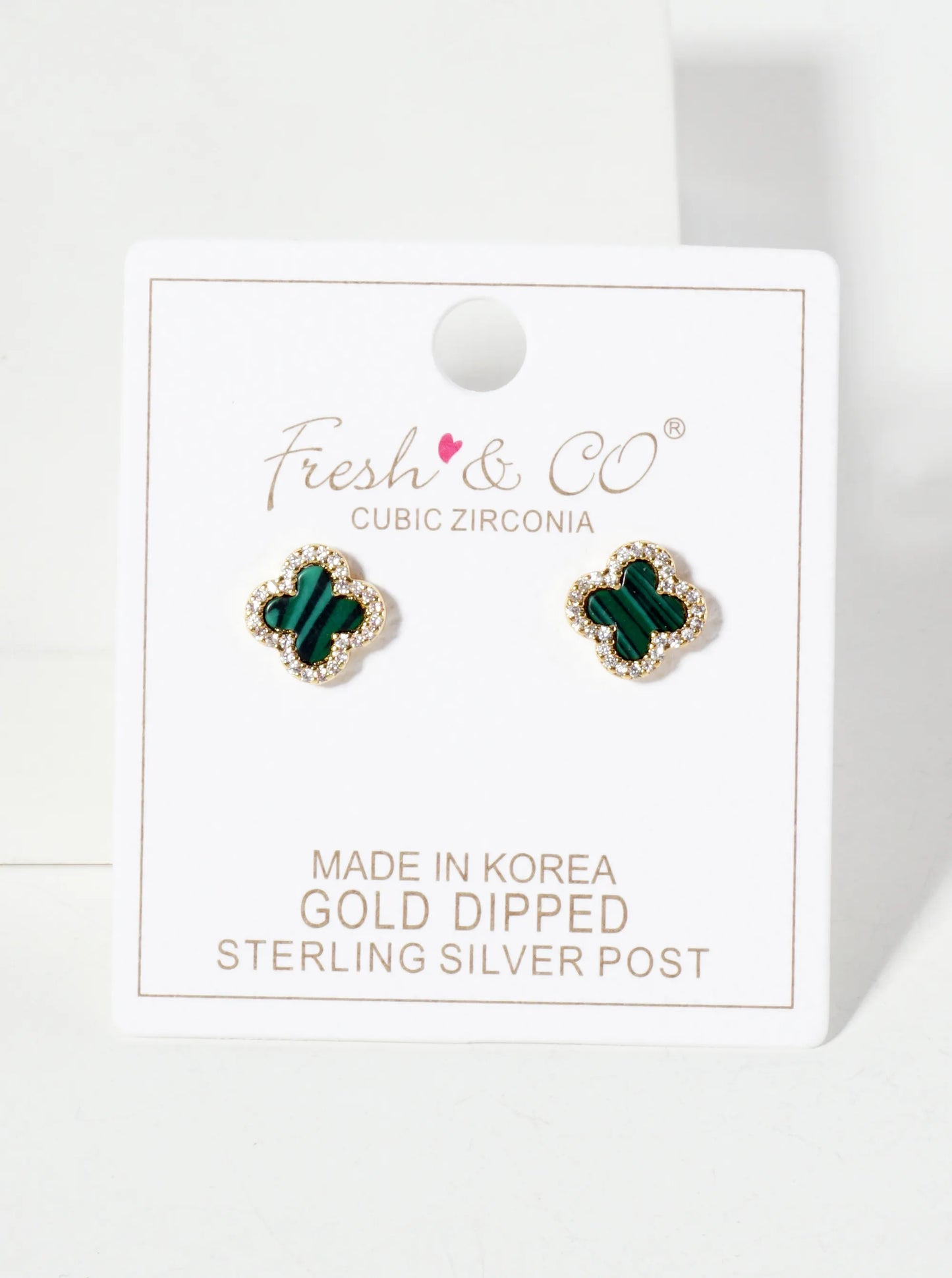 Pave-Set Cubic-Zirconia 11mm 18K-Gold-Dipped Brass Quatrefoil Stud Earrings