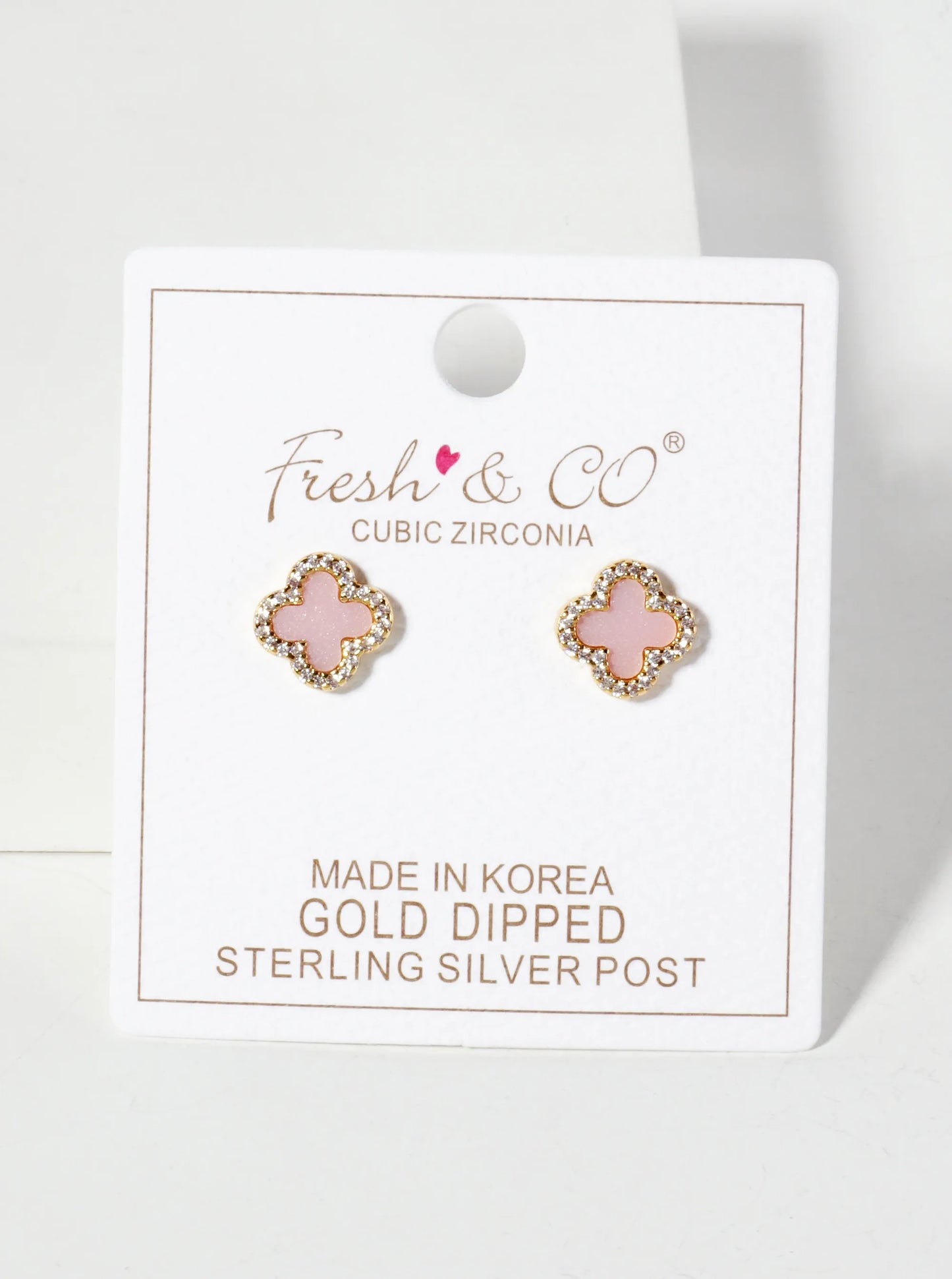 Pave-Set Cubic-Zirconia 11mm 18K-Gold-Dipped Brass Quatrefoil Stud Earrings