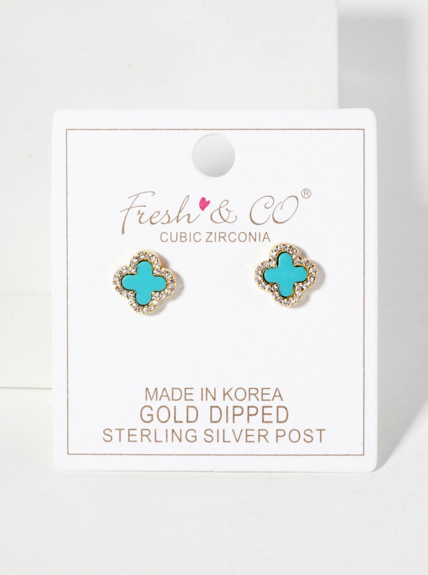 Pave-Set Cubic-Zirconia 11mm 18K-Gold-Dipped Brass Quatrefoil Stud Earrings