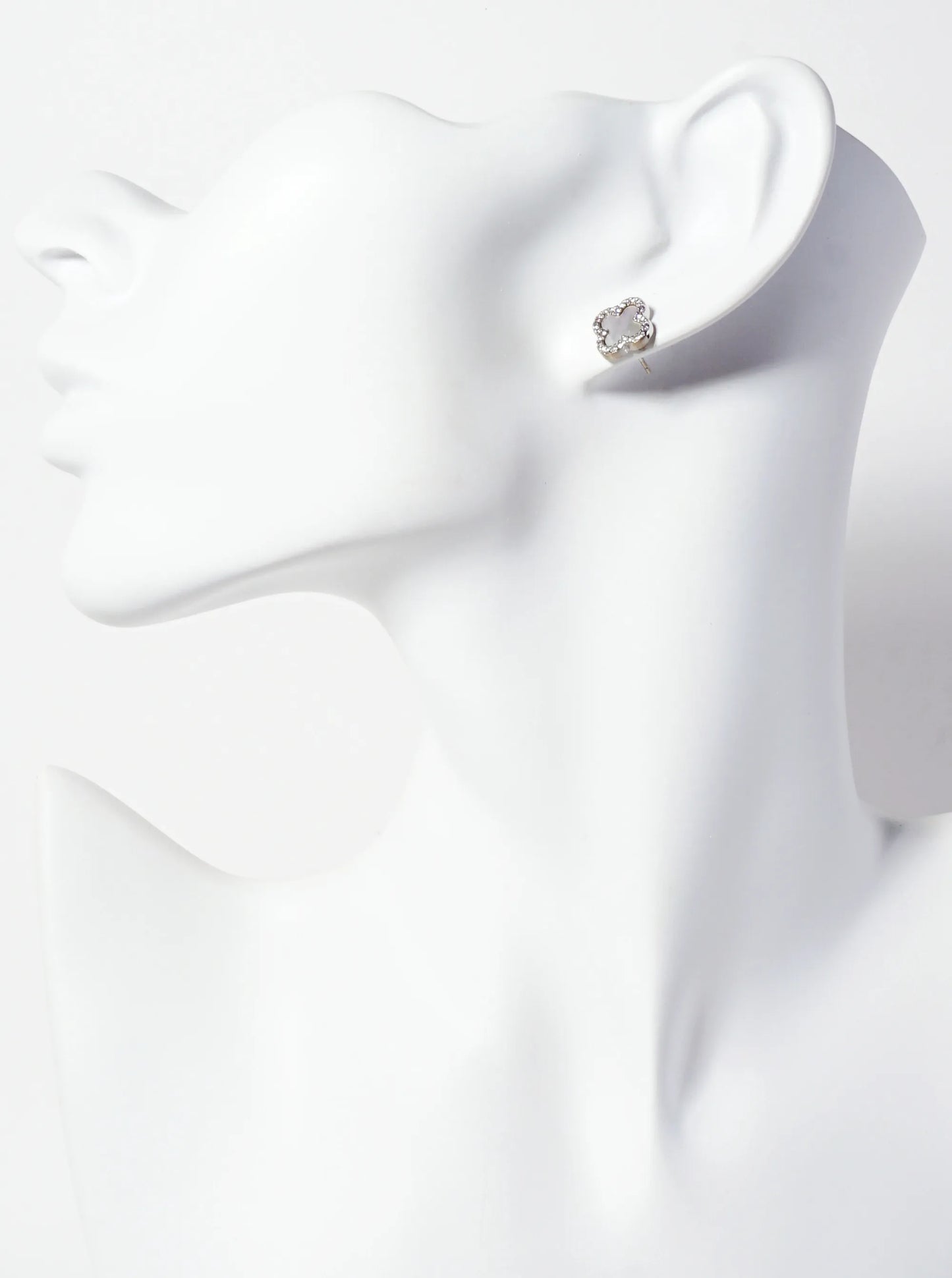 Pave-Set Cubic-Zirconia 11mm 18K-Gold-Dipped Brass Quatrefoil Stud Earrings