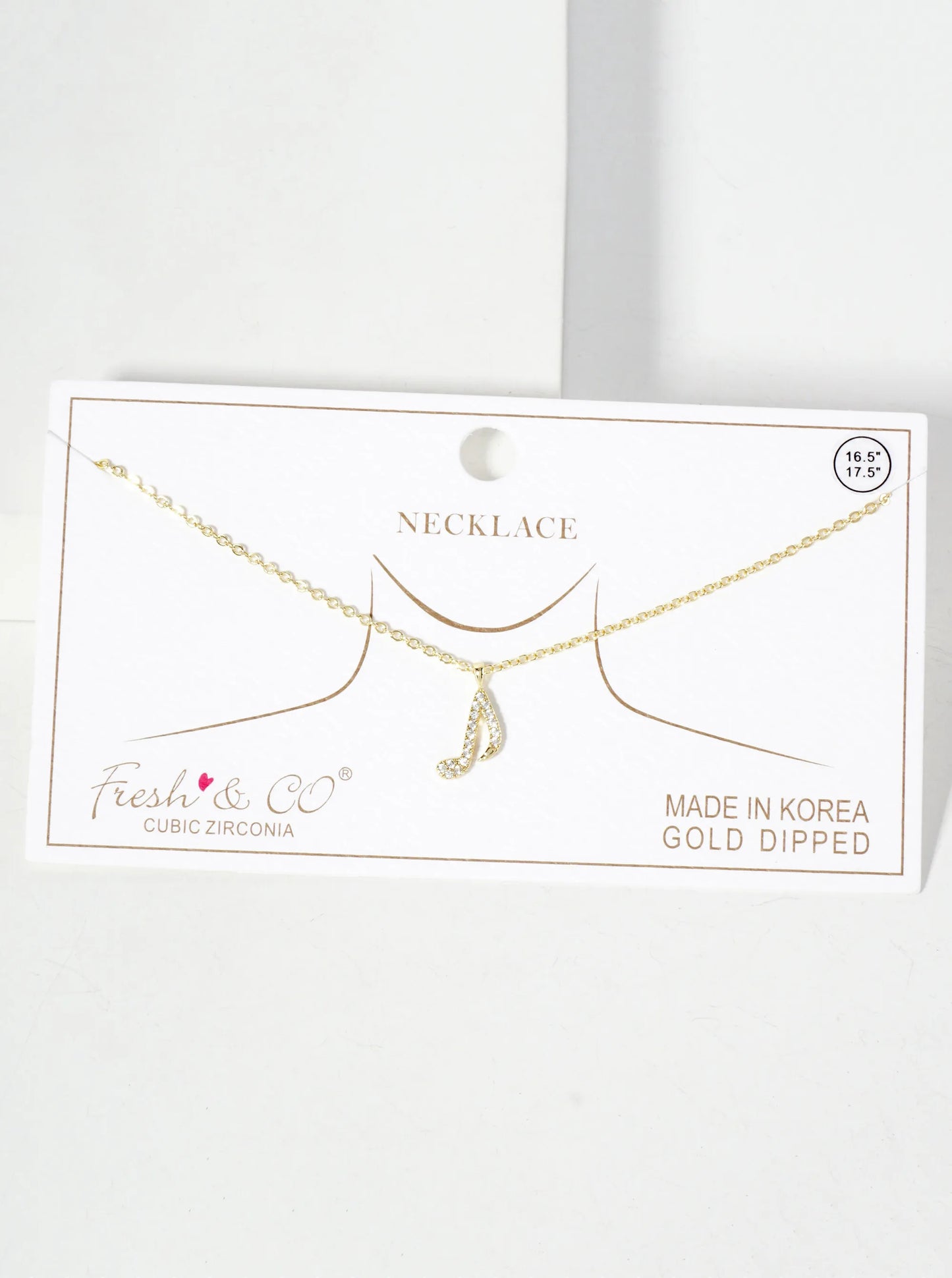 Pave-Set Cubic-Zirconia 12mm Musical-Note Pendant 18K-Gold-Dipped Necklace