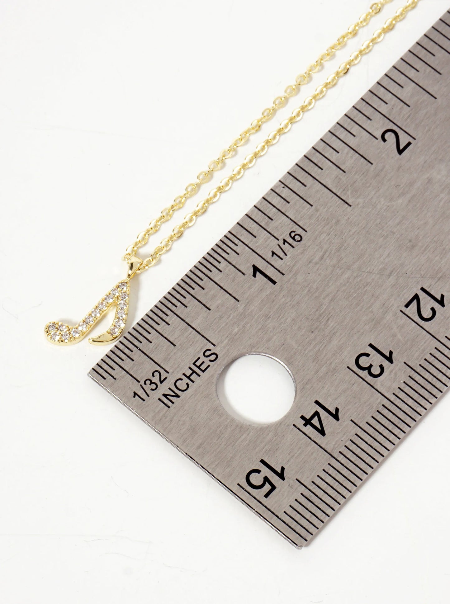 Pave-Set Cubic-Zirconia 12mm Musical-Note Pendant 18K-Gold-Dipped Necklace