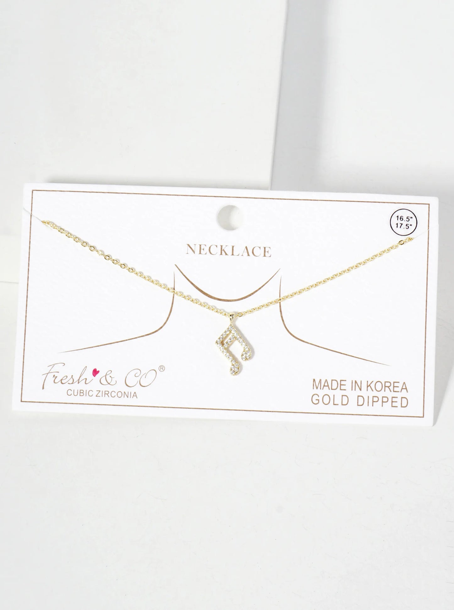 Pave-Set Cubic-Zirconia 13mm Musical-Note Pendant 18K-Gold-Dipped Necklace