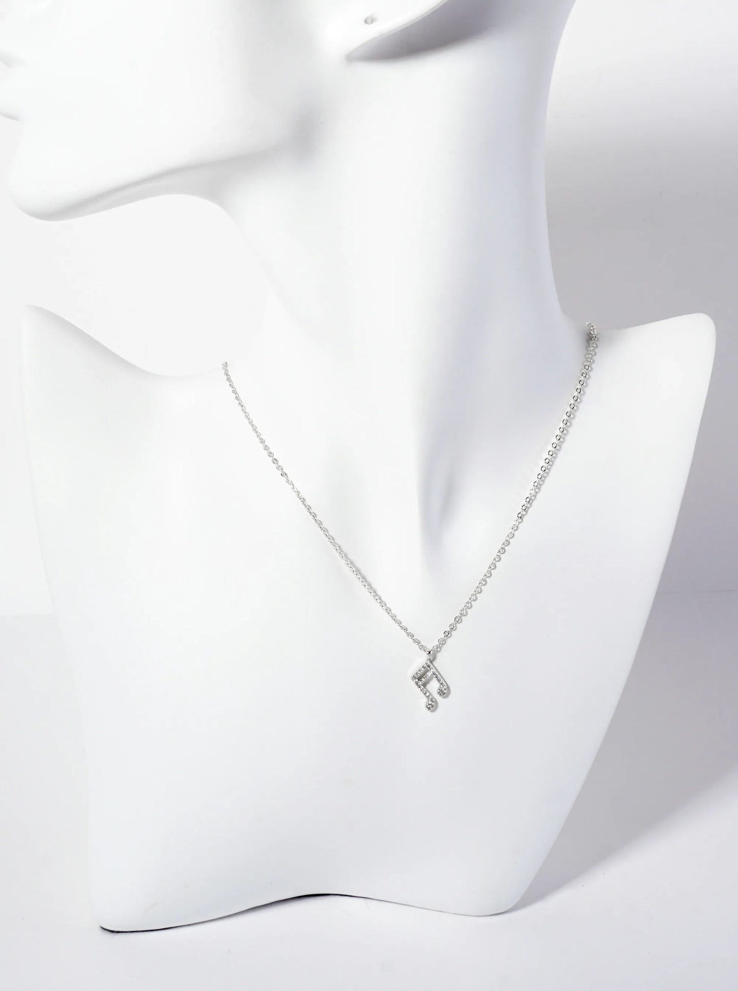 Pave-Set Cubic-Zirconia 13mm Musical-Note Pendant 18K-Gold-Dipped Necklace