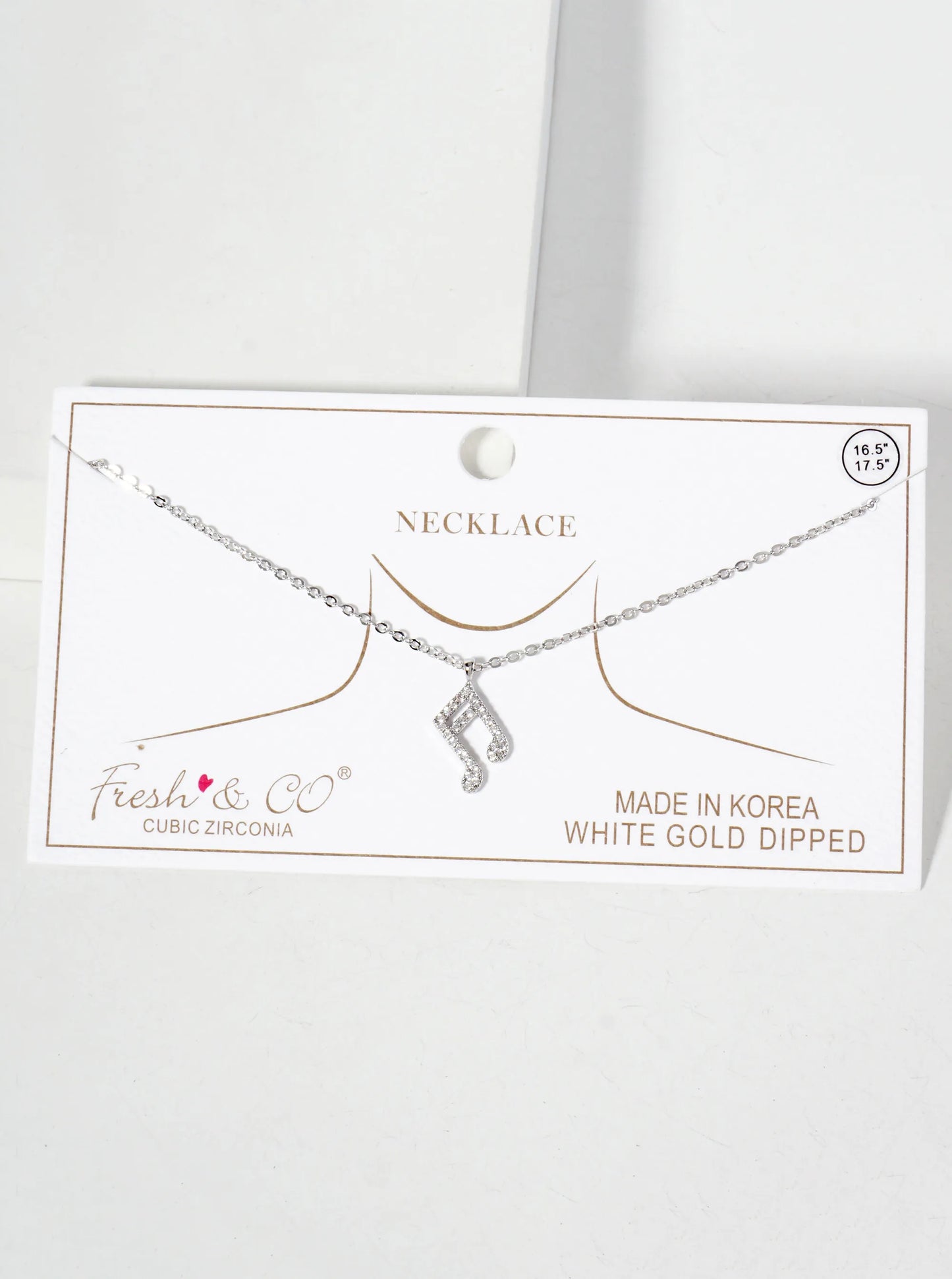 Pave-Set Cubic-Zirconia 13mm Musical-Note Pendant 18K-Gold-Dipped Necklace