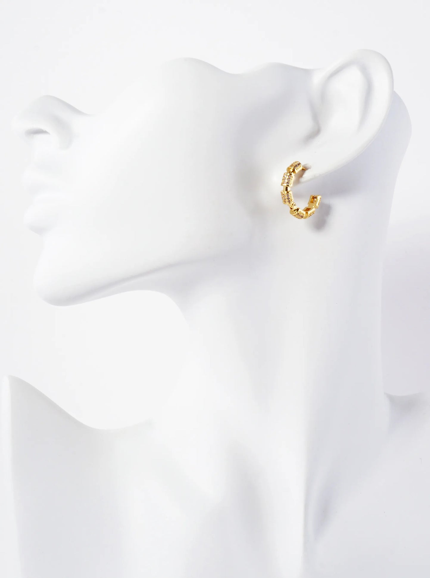 Pave-Set Cubic-Zirconia 14K-Gold-Dipped 12mm Huggie Hoop Earrings