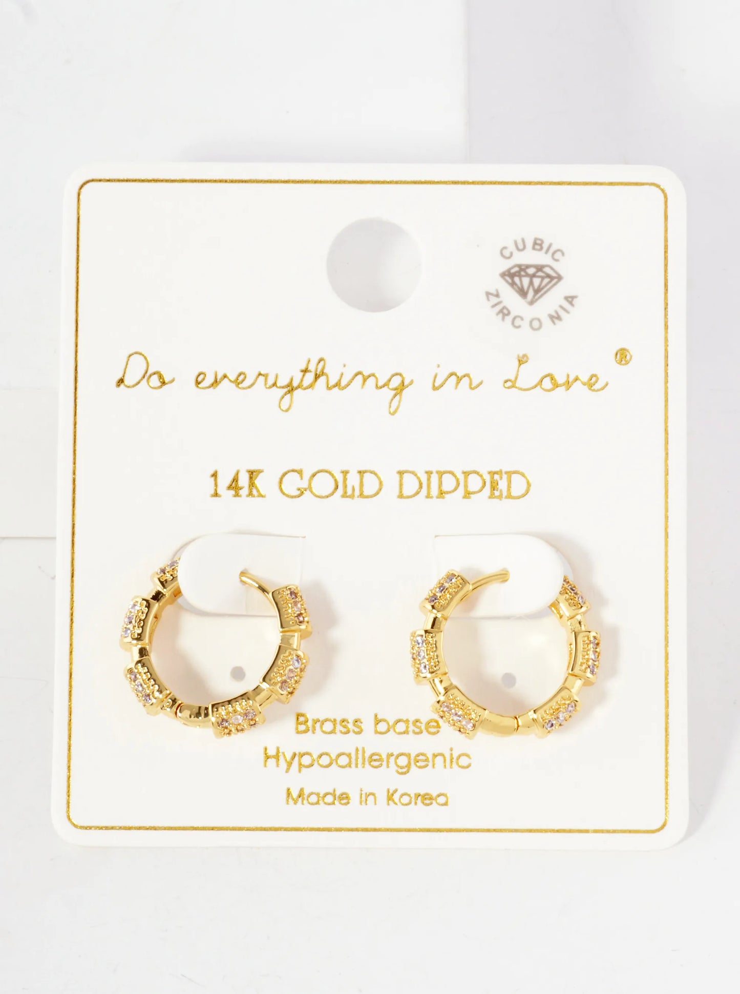 Pave-Set Cubic-Zirconia 14K-Gold-Dipped 12mm Huggie Hoop Earrings