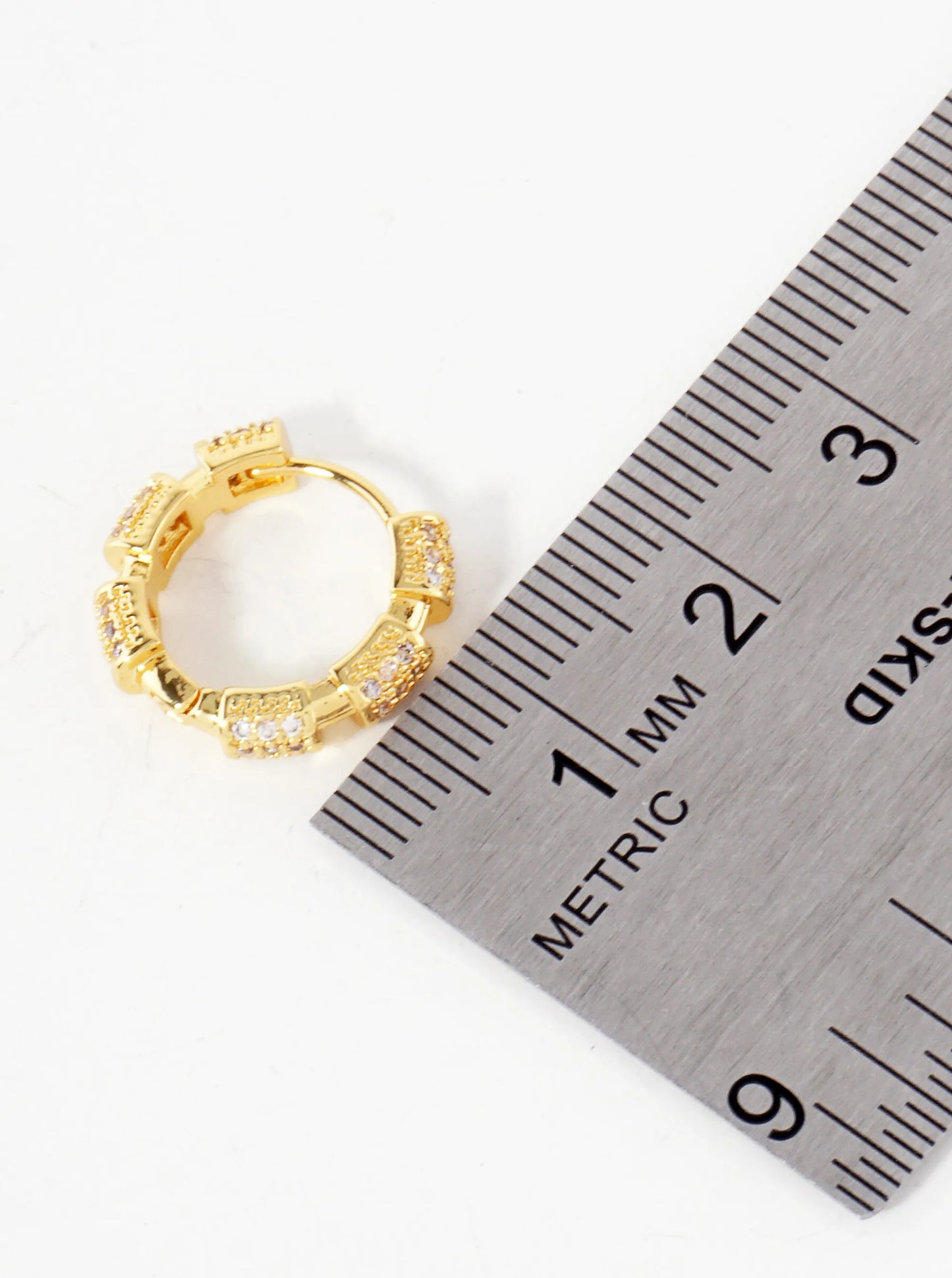 Pave-Set Cubic-Zirconia 14K-Gold-Dipped 12mm Huggie Hoop Earrings