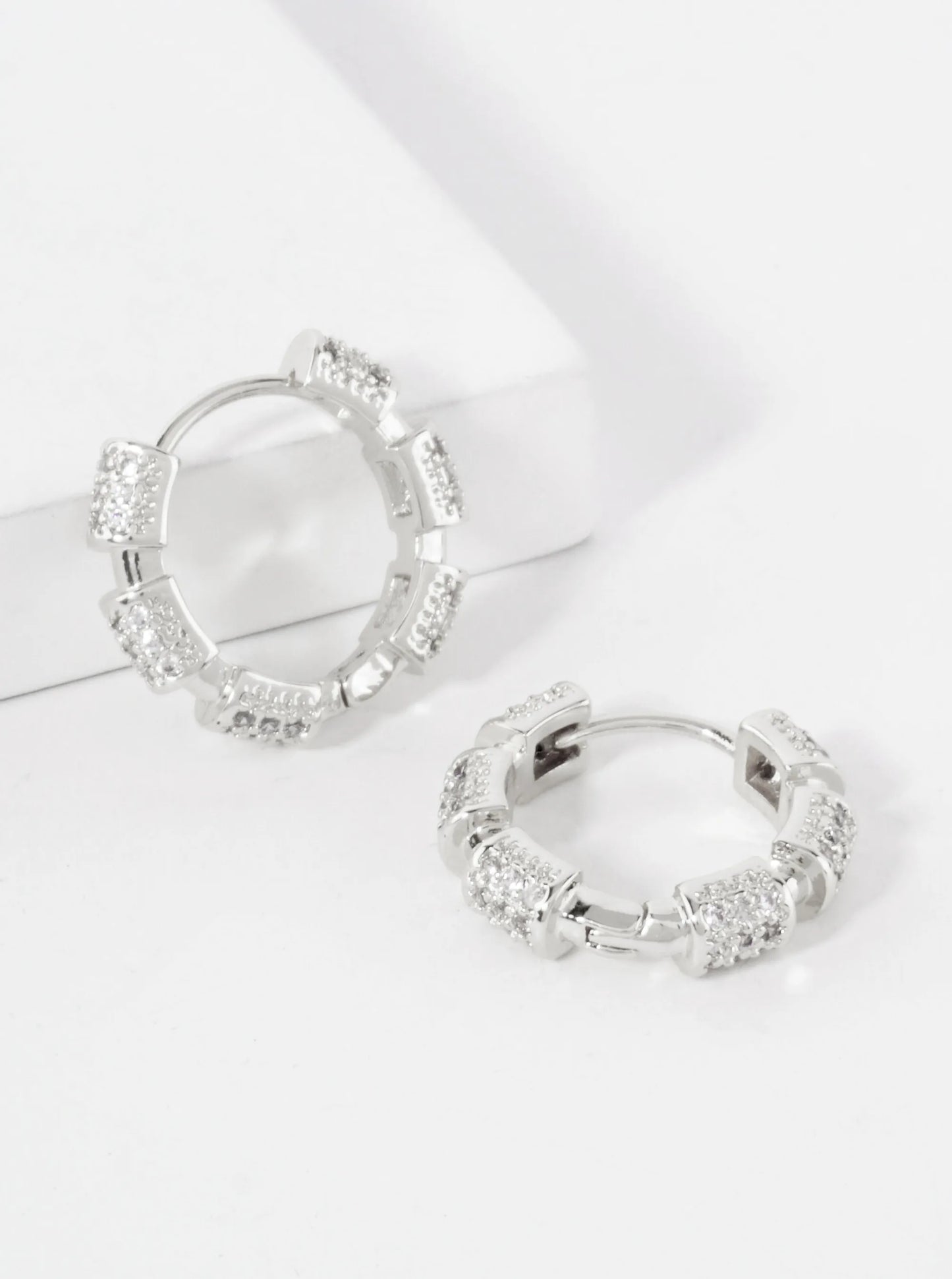 Pave-Set Cubic-Zirconia 14K-Gold-Dipped 12mm Huggie Hoop Earrings