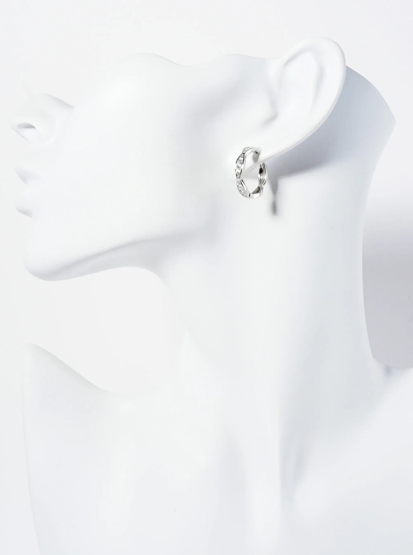 Pave-Set Cubic-Zirconia 14K-Gold-Dipped 18mm Huggie Hoop Earrings