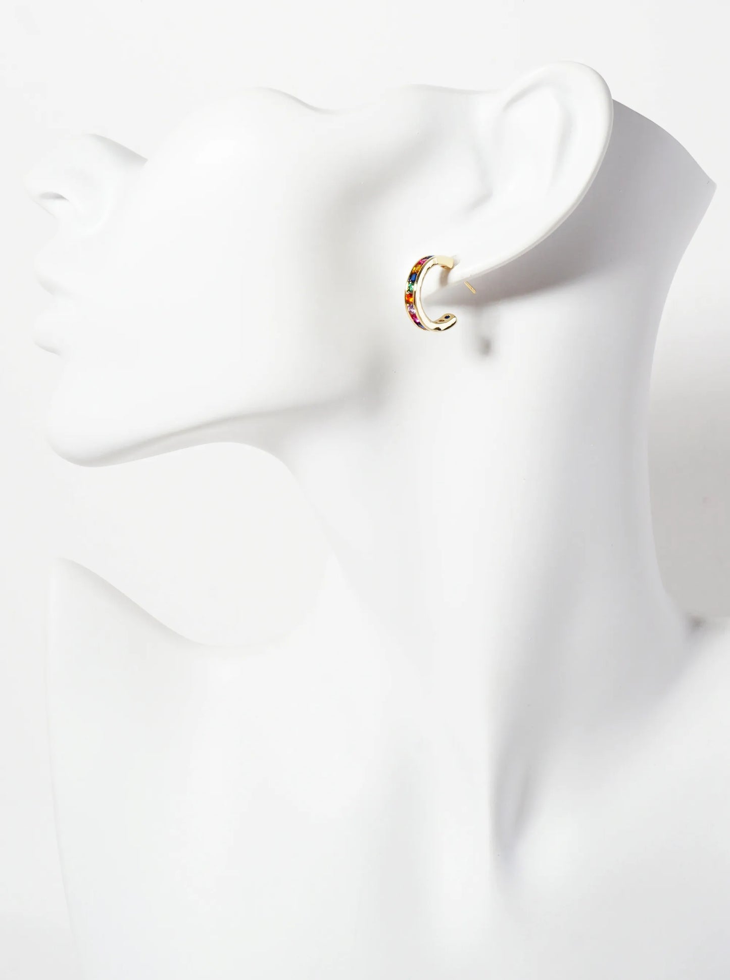 Pave-Set Cubic-Zirconia 15mm 18K-Gold-Dipped Brass Hoop Earrings