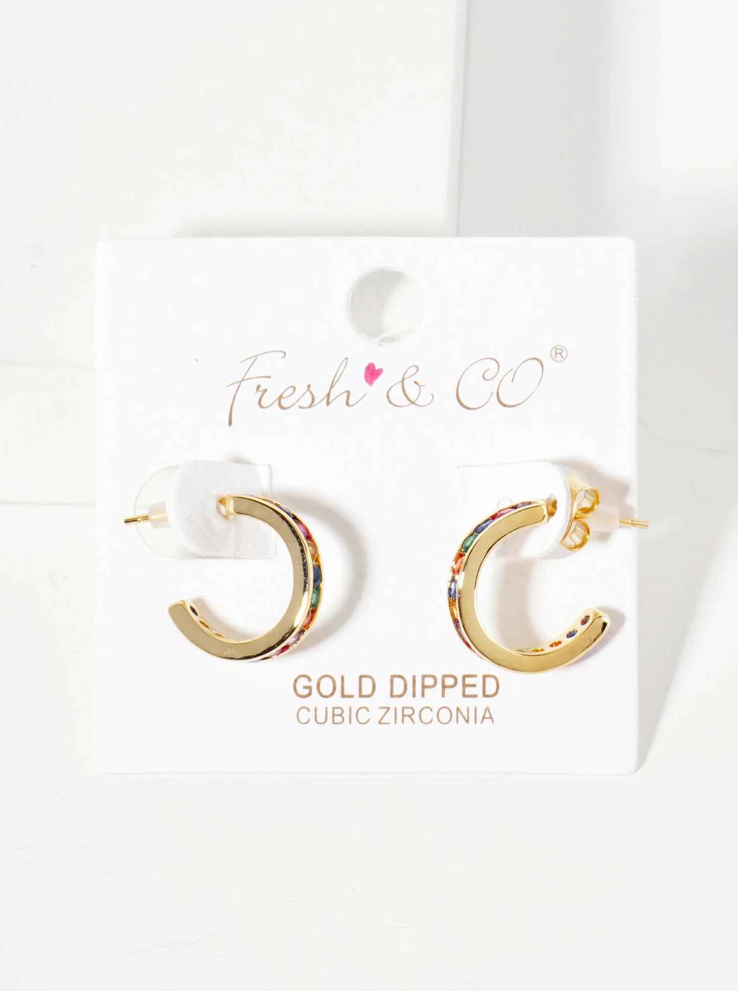 Pave-Set Cubic-Zirconia 15mm 18K-Gold-Dipped Brass Hoop Earrings