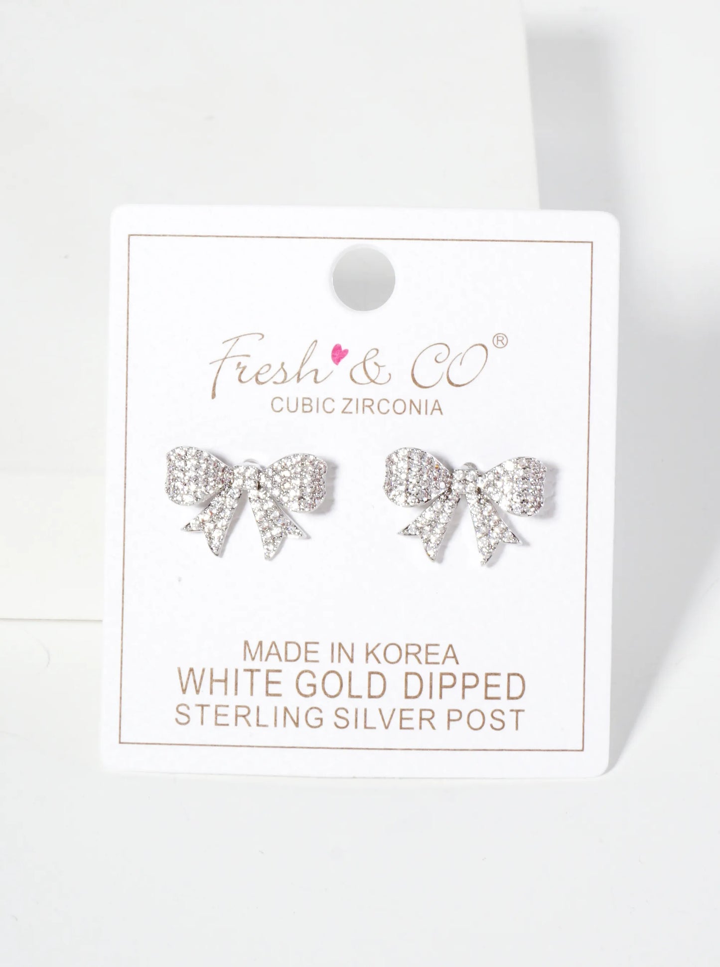 Pave-Set Cubic-Zirconia 17mm Bow 18K-Gold-Dipped Stud Earrings