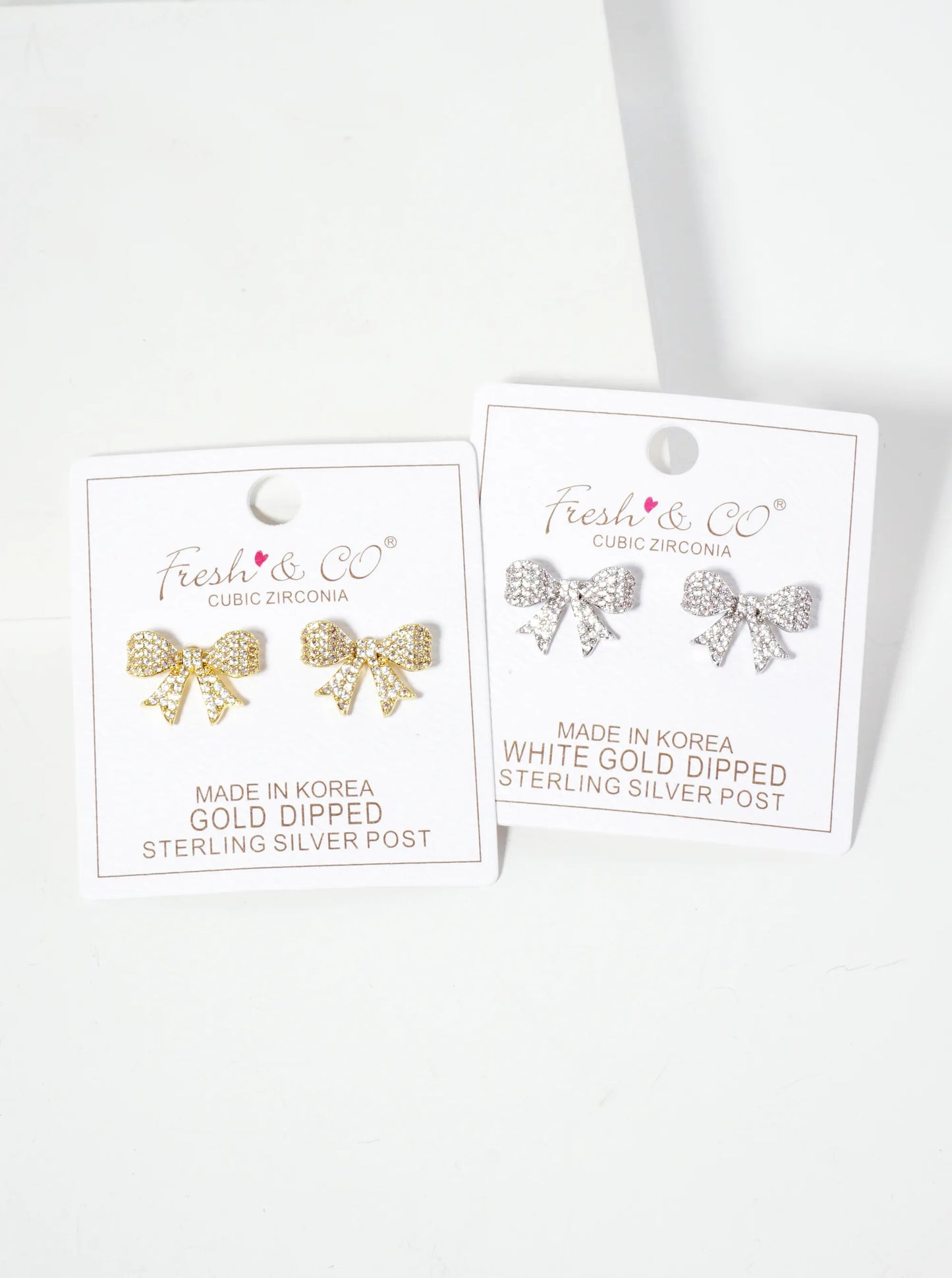 Pave-Set Cubic-Zirconia 17mm Bow 18K-Gold-Dipped Stud Earrings