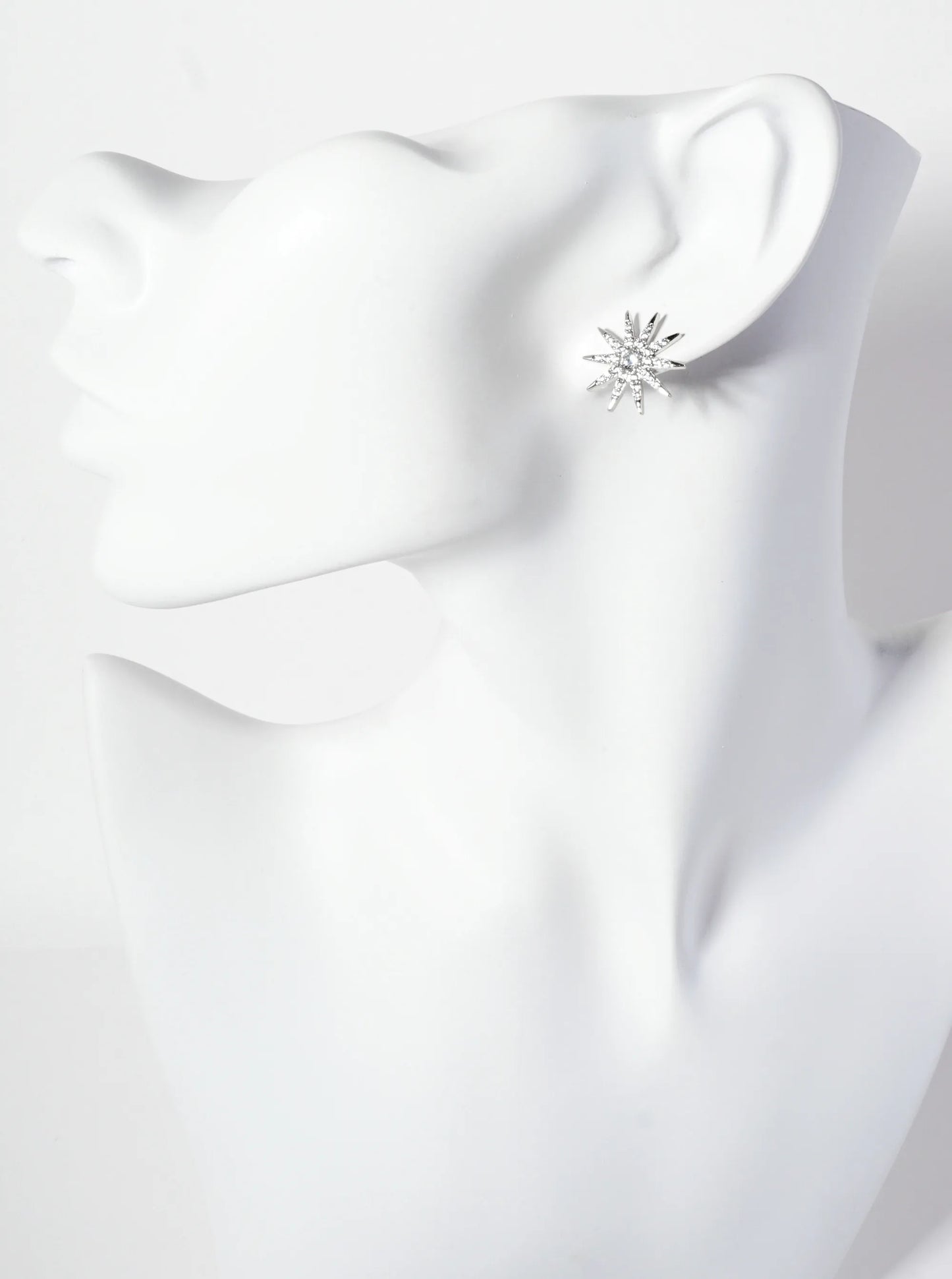 Pave-Set Cubic-Zirconia 17mm Starburst 18K-Gold-Dipped Stud Earrings
