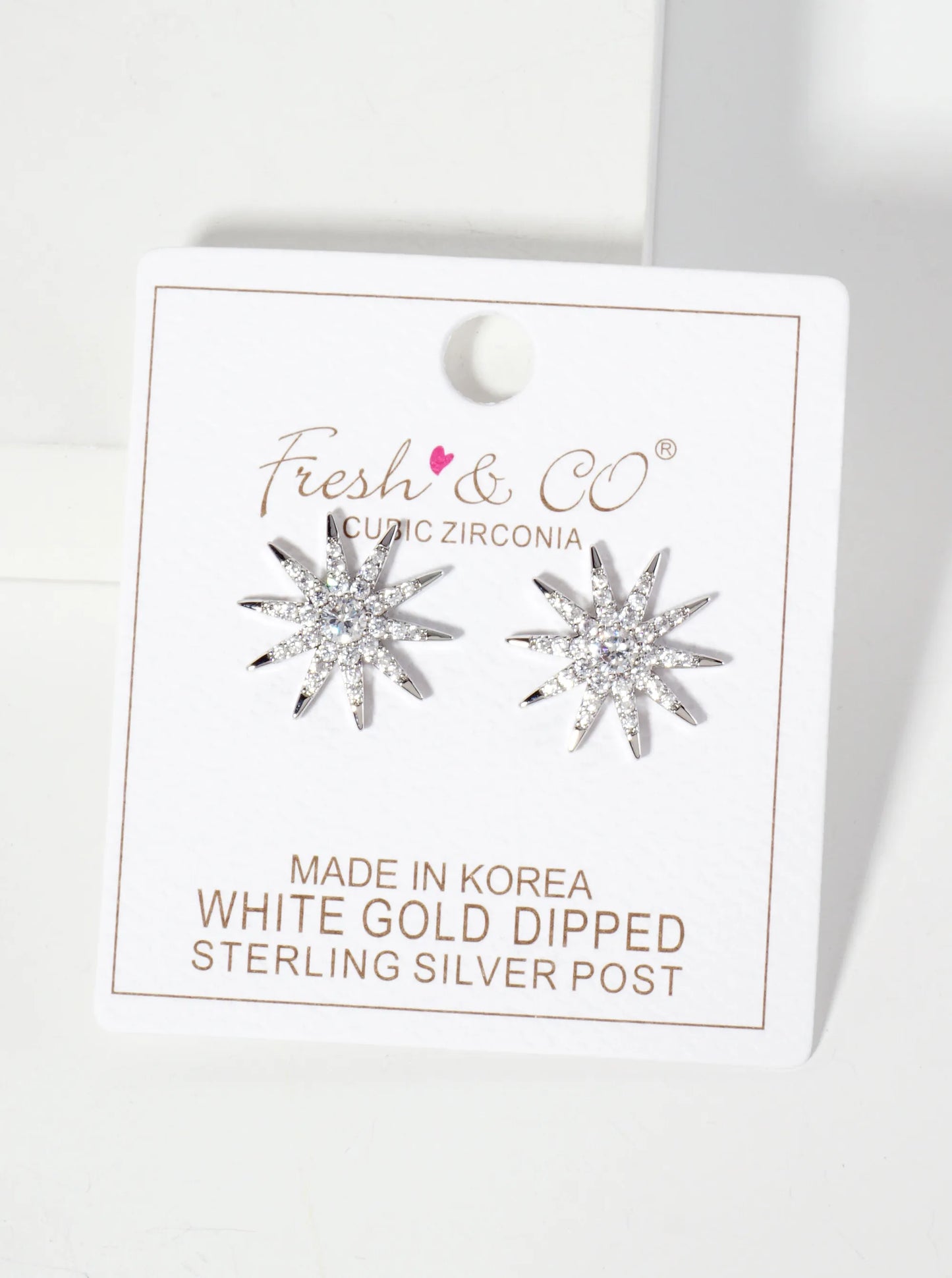 Pave-Set Cubic-Zirconia 17mm Starburst 18K-Gold-Dipped Stud Earrings