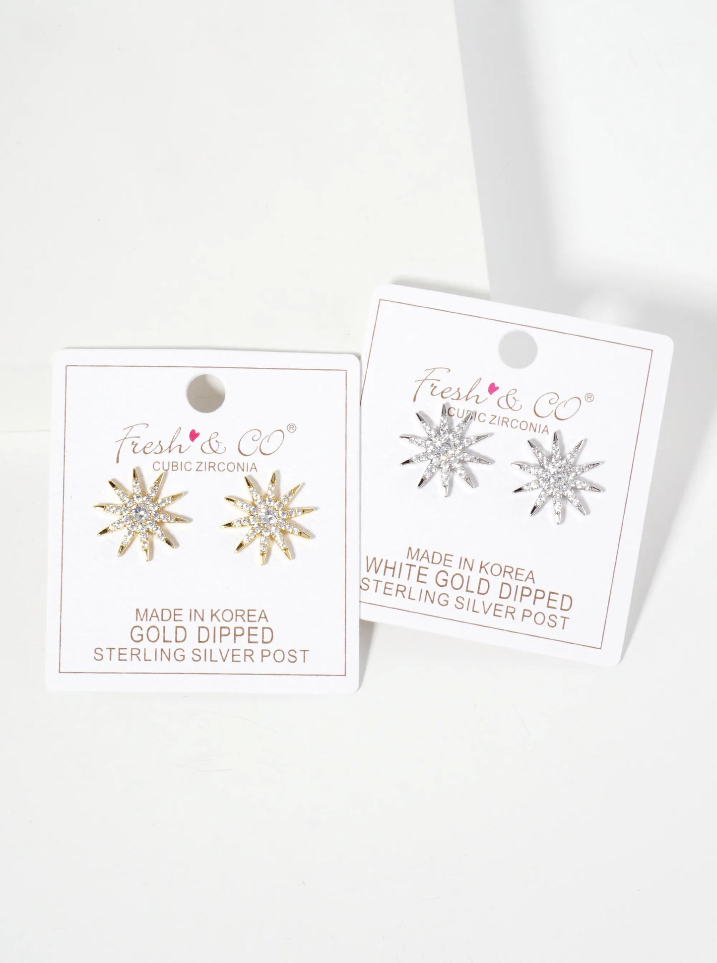 Pave-Set Cubic-Zirconia 17mm Starburst 18K-Gold-Dipped Stud Earrings