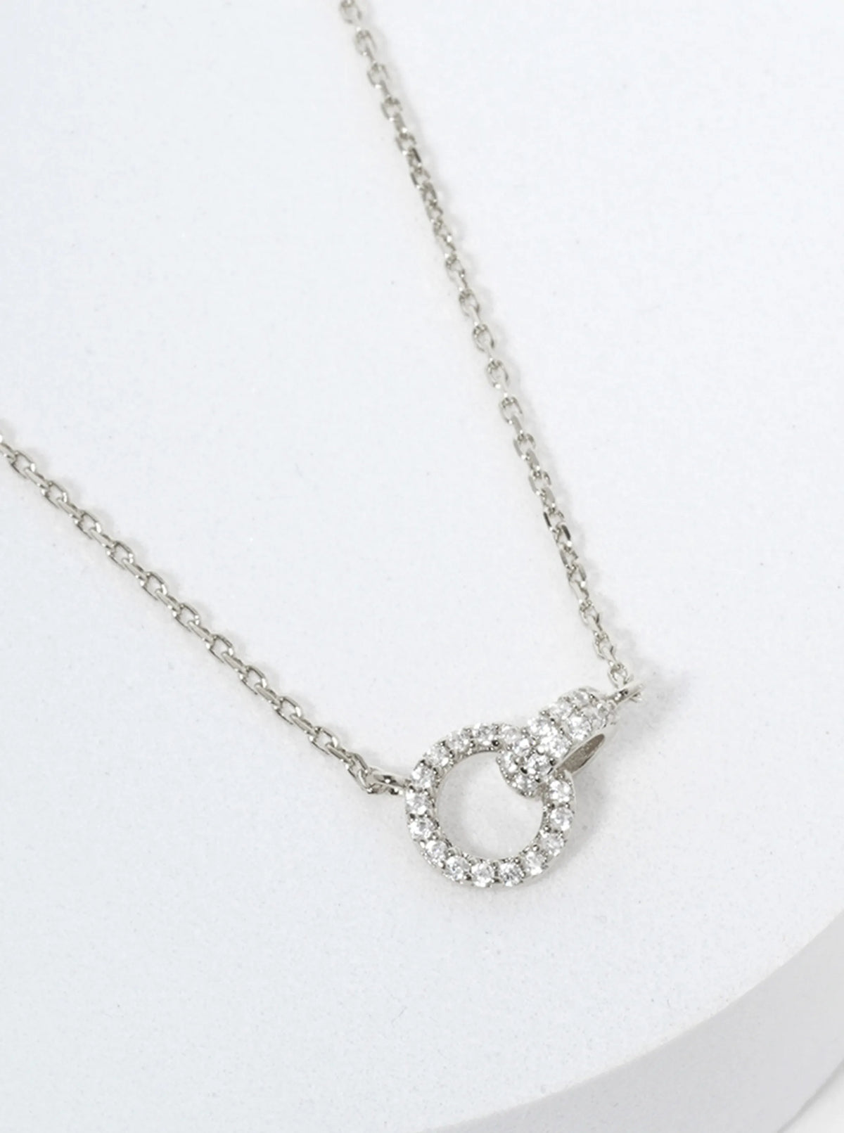 Pave-Set Cubic-Zirconia 18K-Gold-Dipped Interlocking Double Circle Pendant Necklace