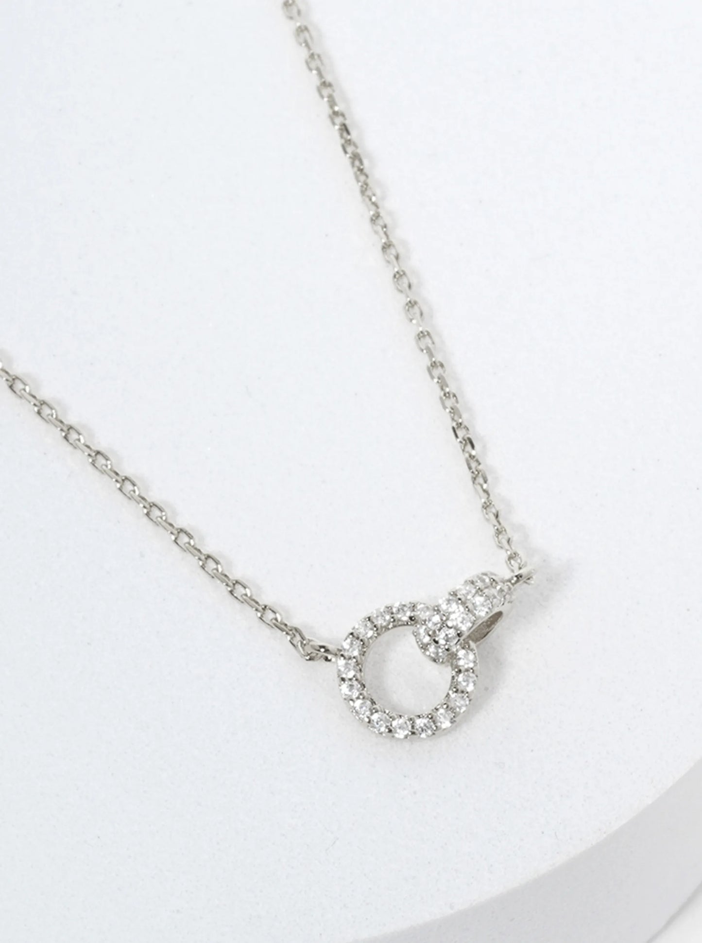 Pave-Set Cubic-Zirconia 18K-Gold-Dipped Interlocking Double Circle Pendant Necklace