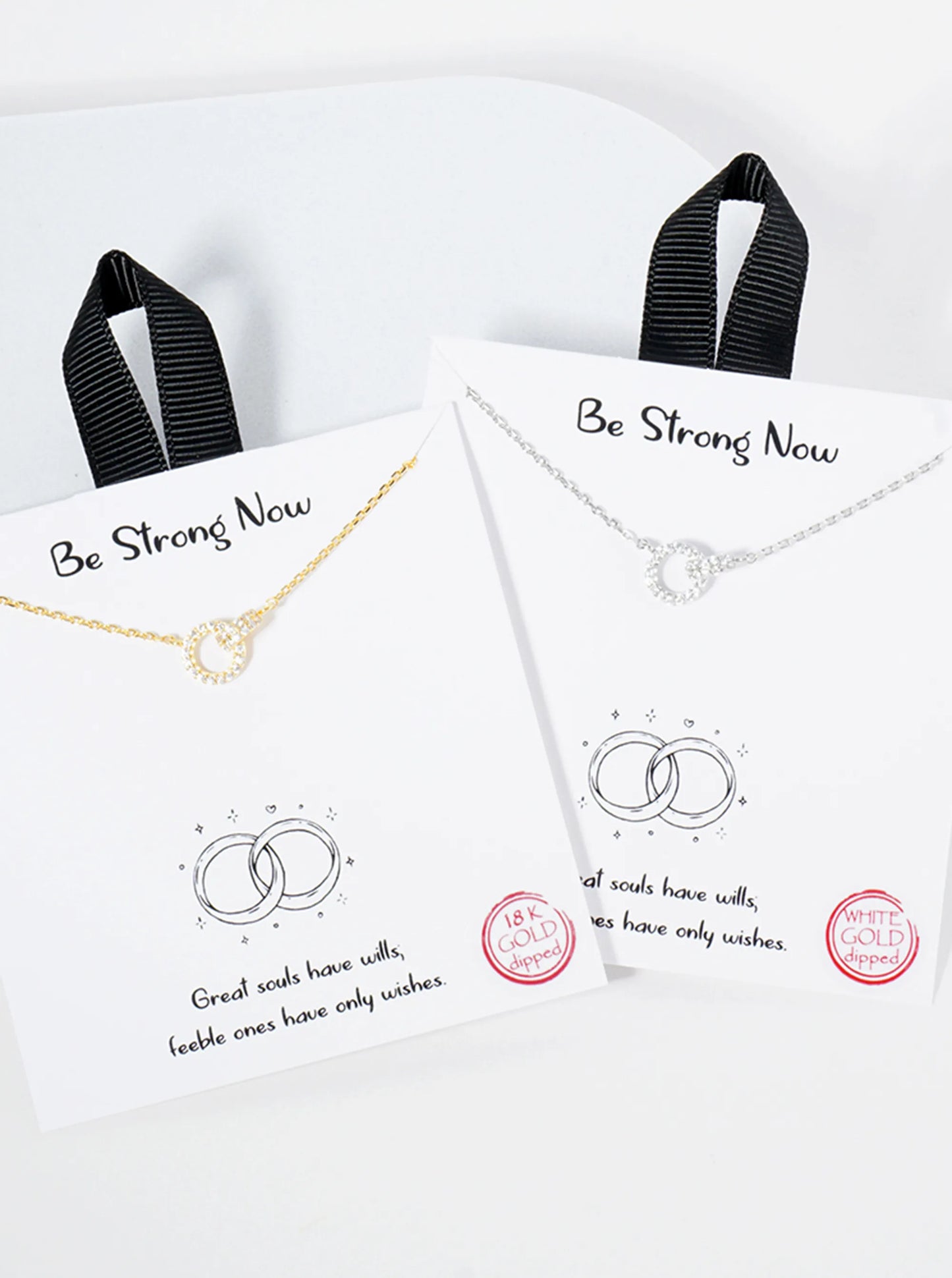 Pave-Set Cubic-Zirconia 18K-Gold-Dipped Interlocking Double Circle Pendant Necklace