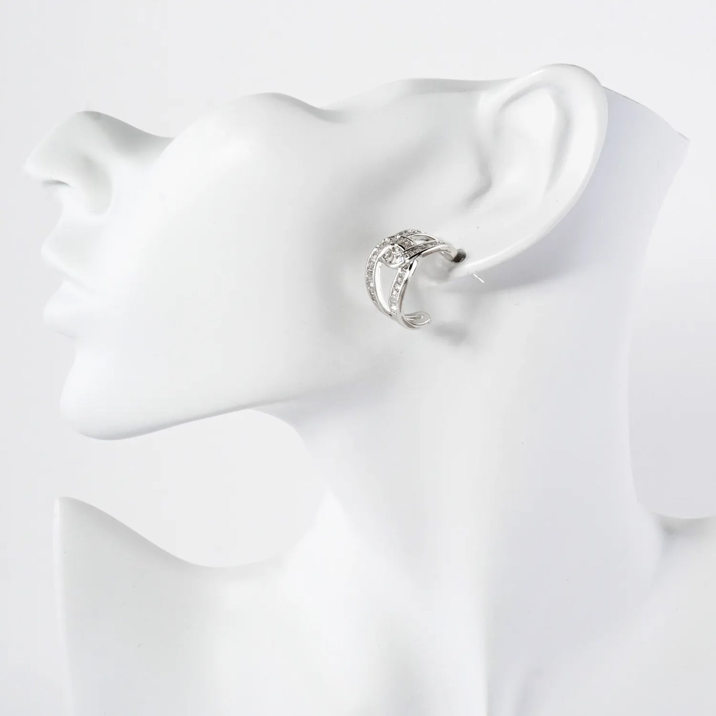 Pave-Set Cubic-Zirconia 20mm Gold-Dipped Brass Infinity Push-Back Hoop Earrings